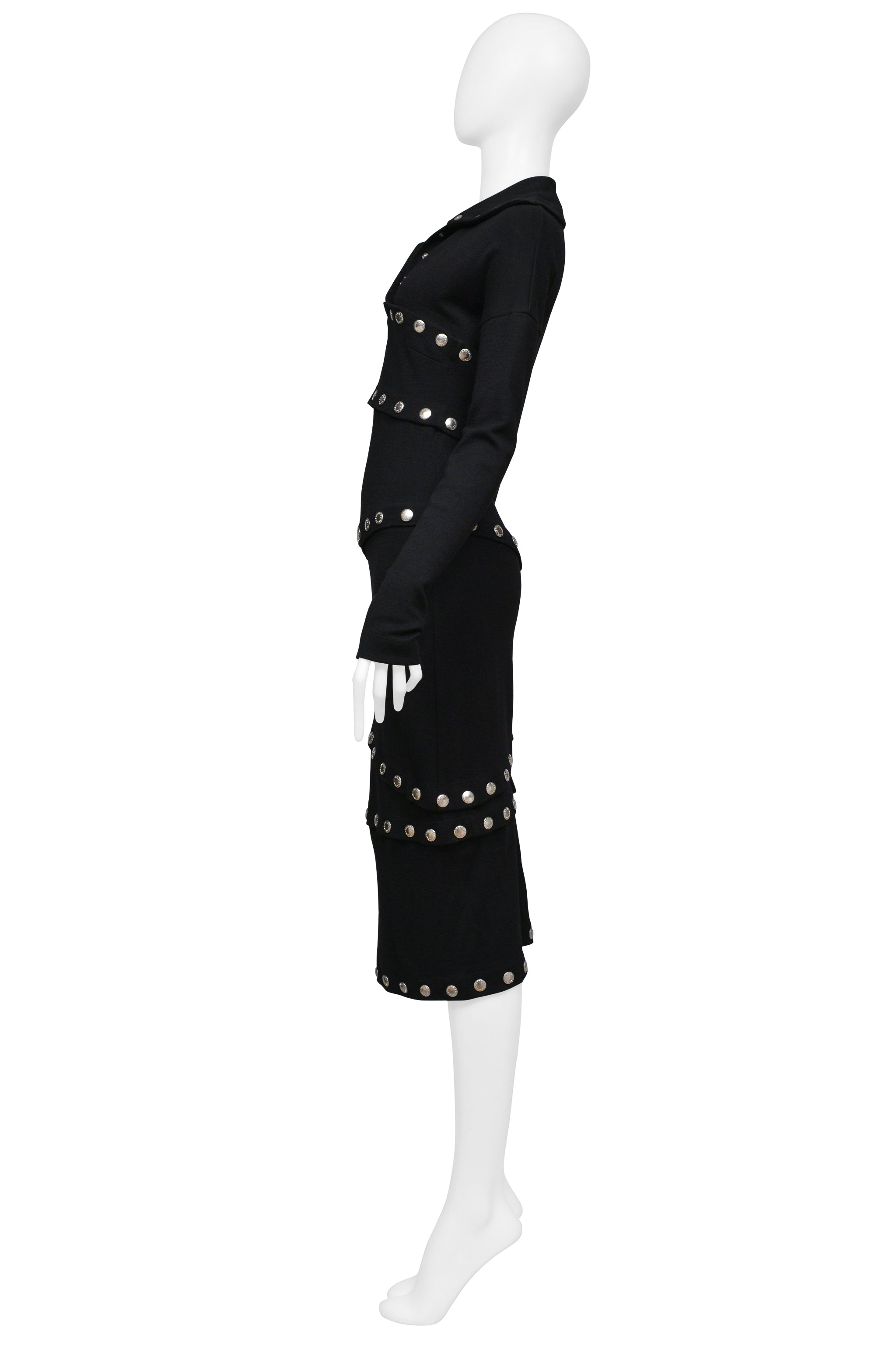 DOLCE & GABBANA BLACK KNIT DRESS WITH SNAPS 2003