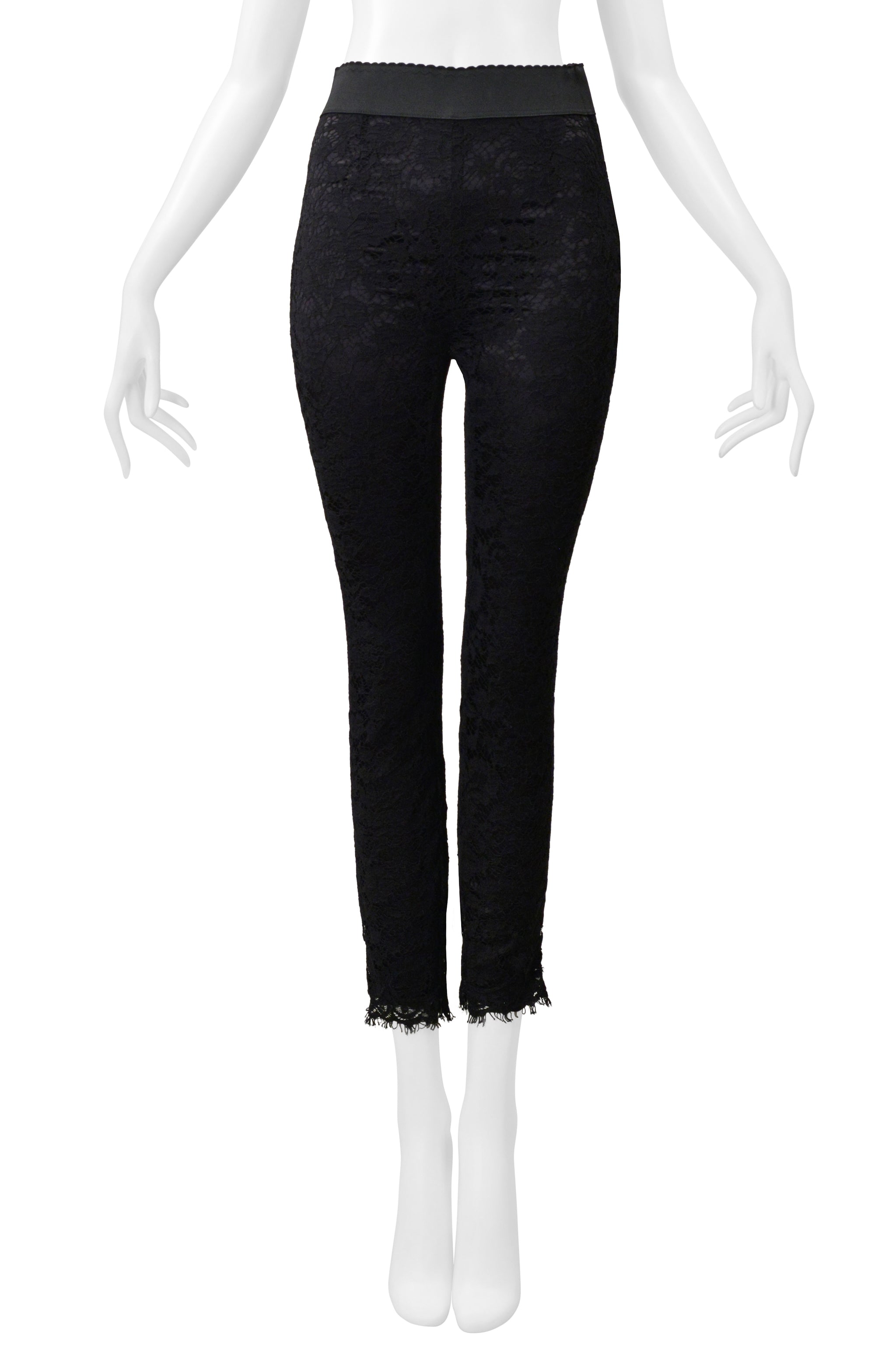 DOLCE & GABBANA BLACK LACE LEGGINGS WITH STRETCH