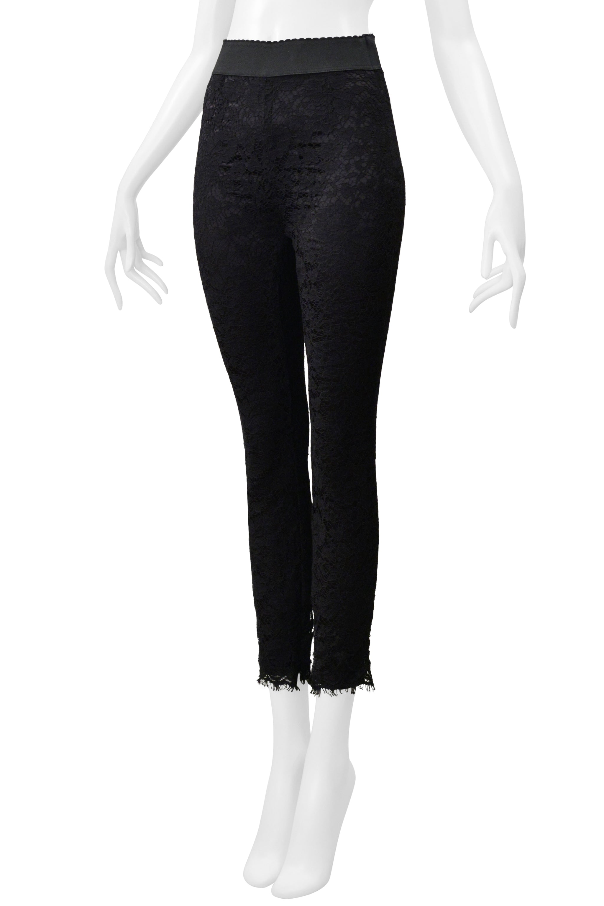 DOLCE & GABBANA BLACK LACE LEGGINGS WITH STRETCH