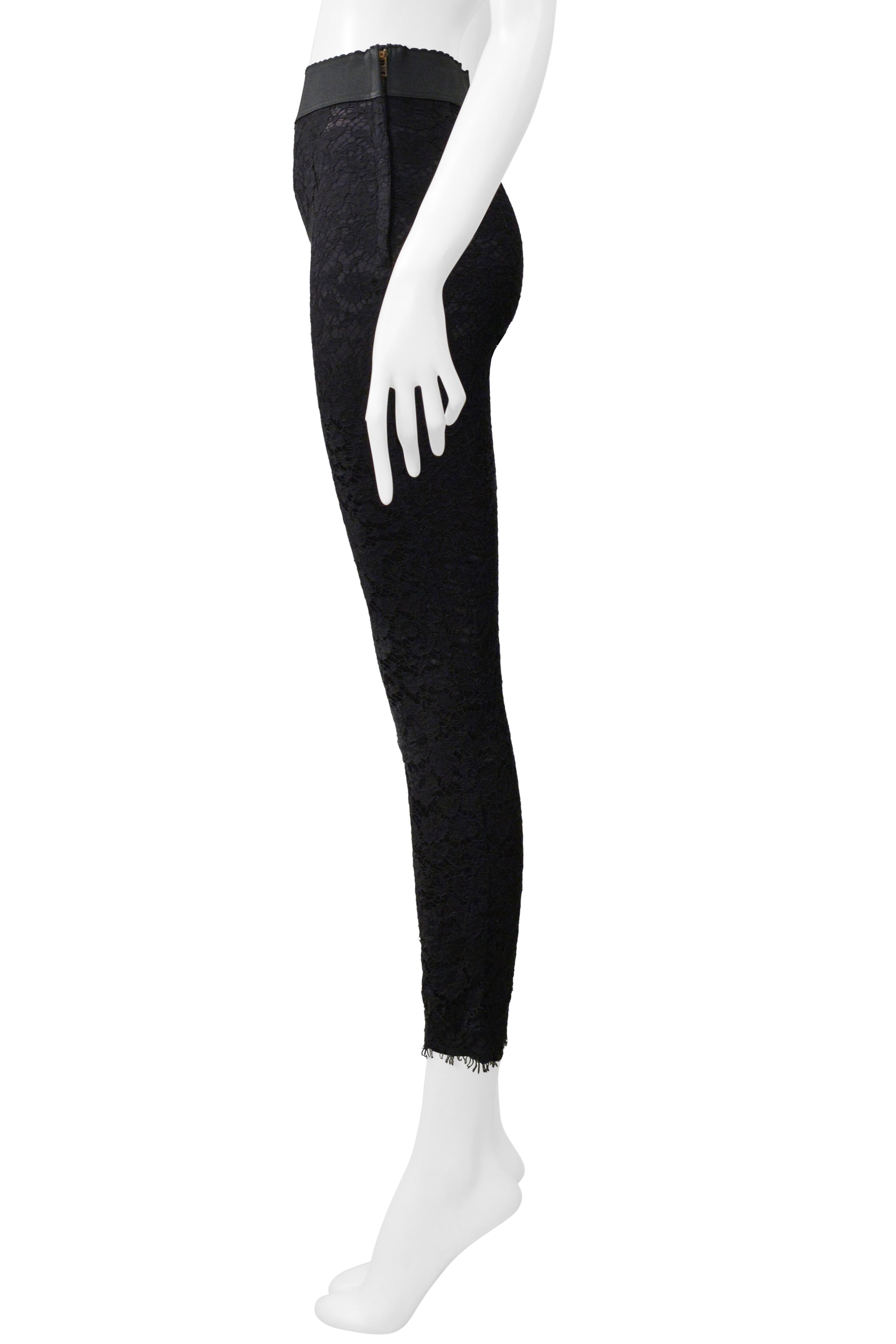 DOLCE & GABBANA BLACK LACE LEGGINGS WITH STRETCH