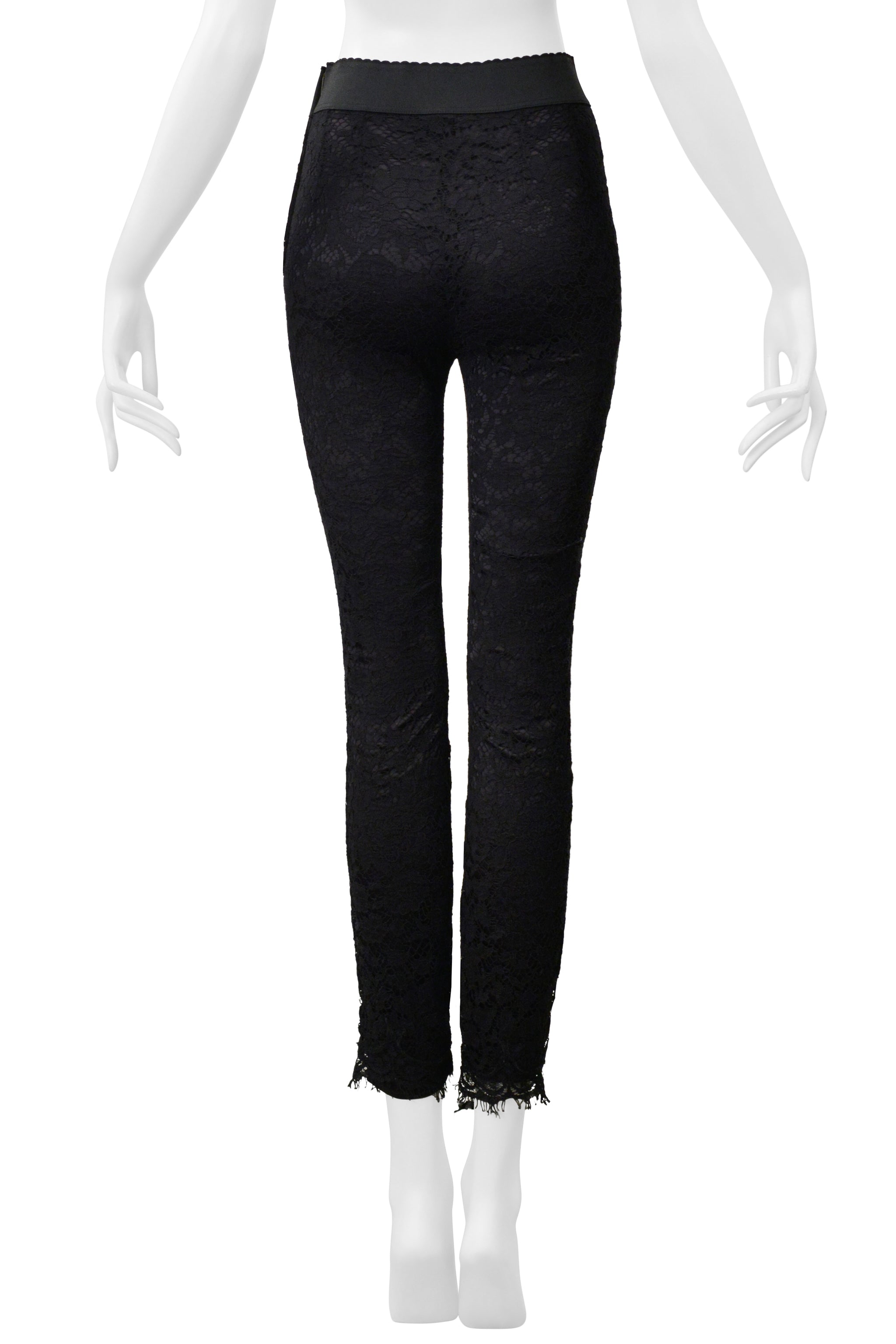 DOLCE & GABBANA BLACK LACE LEGGINGS WITH STRETCH