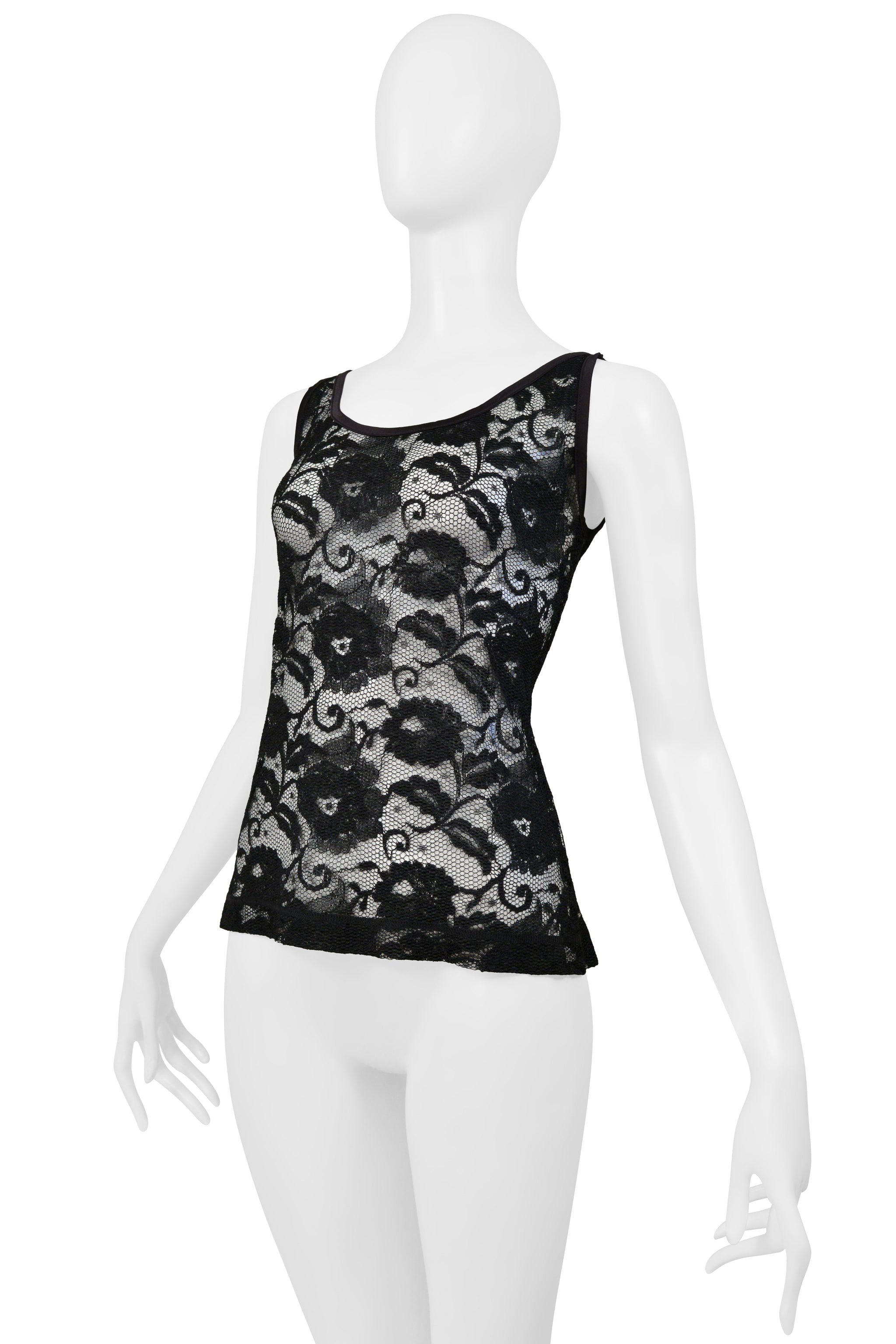DOLCE & GABBANA BLACK LACE TOP WITH ZIPPER BACK