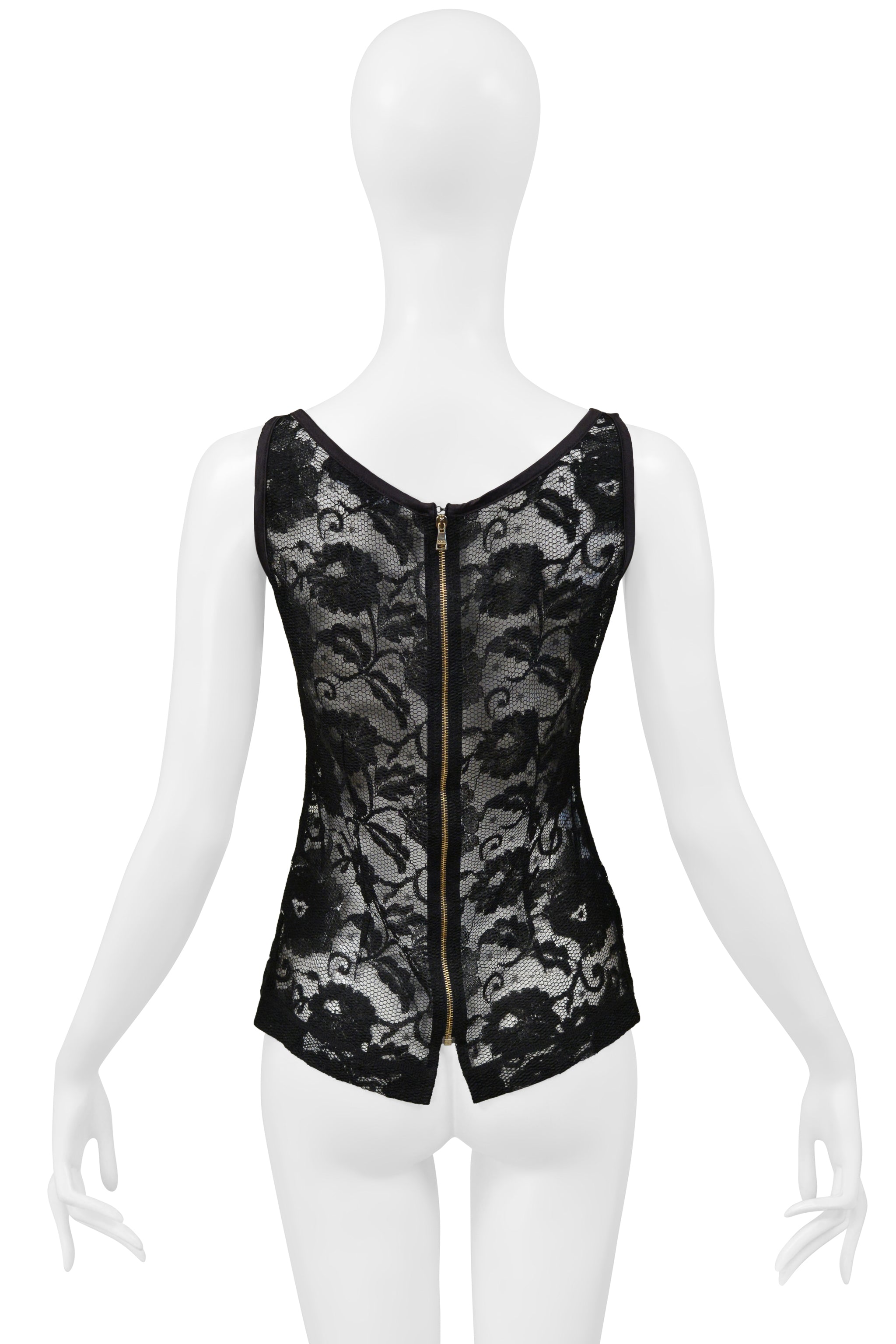 DOLCE & GABBANA BLACK LACE TOP WITH ZIPPER BACK
