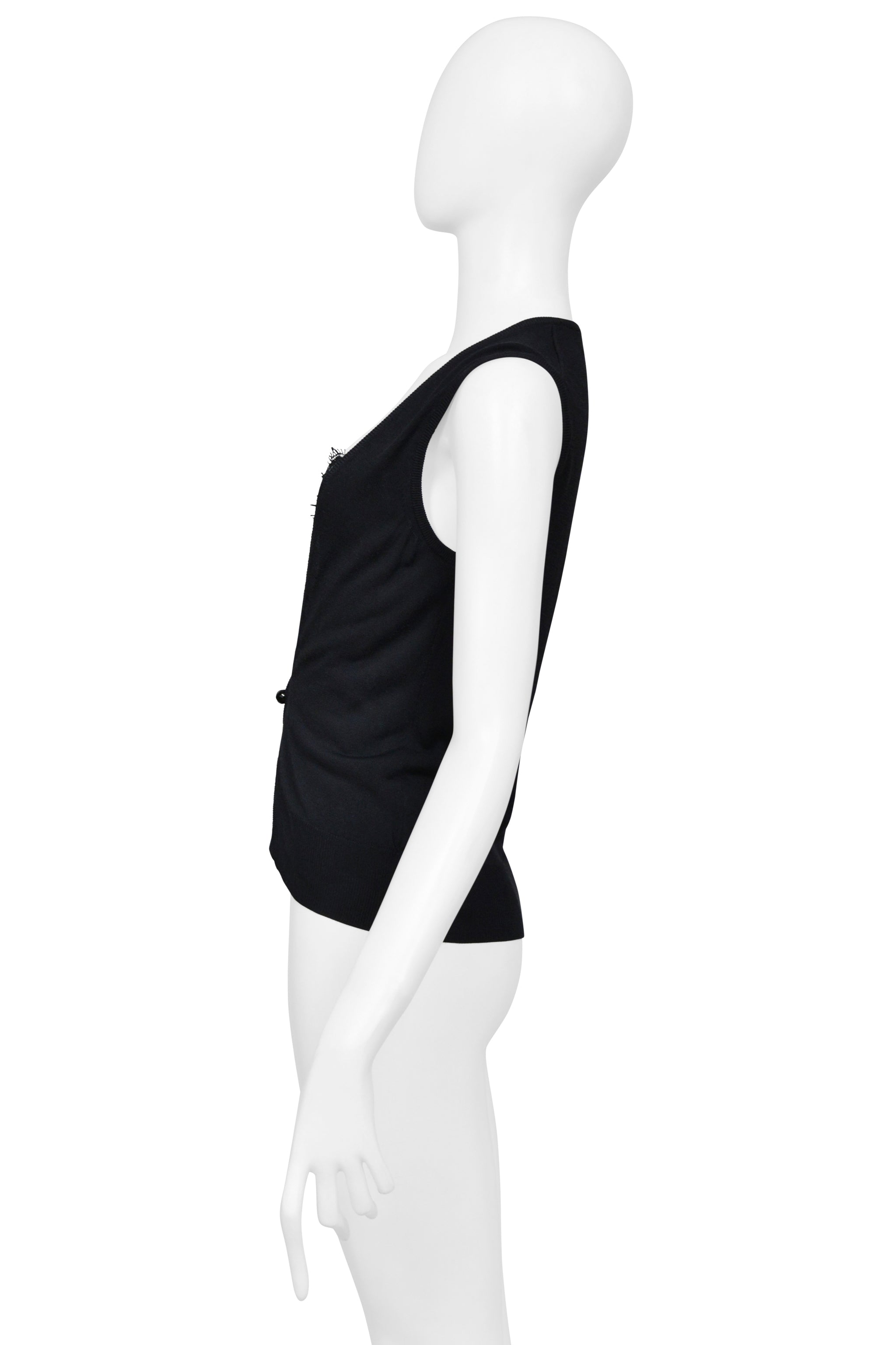 DOLCE & GABBANA BLACK SWEATER VEST WITH ATTACHED LACE INSET