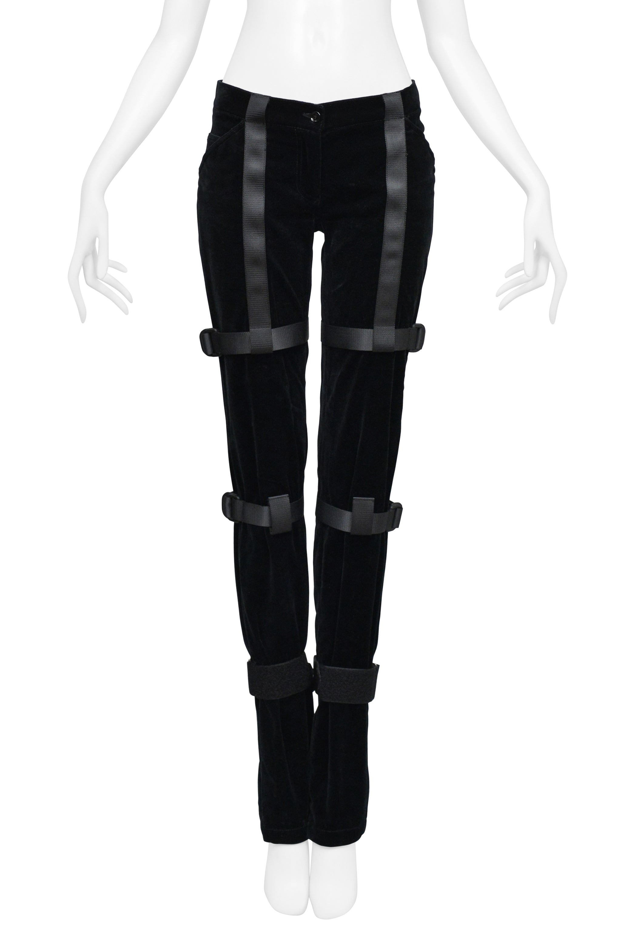 DOLCE & GABBANA BLACK VELVET BONDAGE PANTS 2003