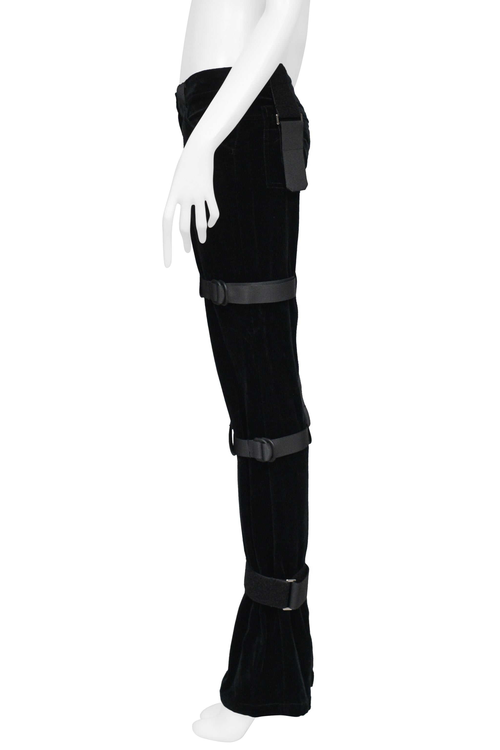 DOLCE & GABBANA BLACK VELVET BONDAGE PANTS 2003