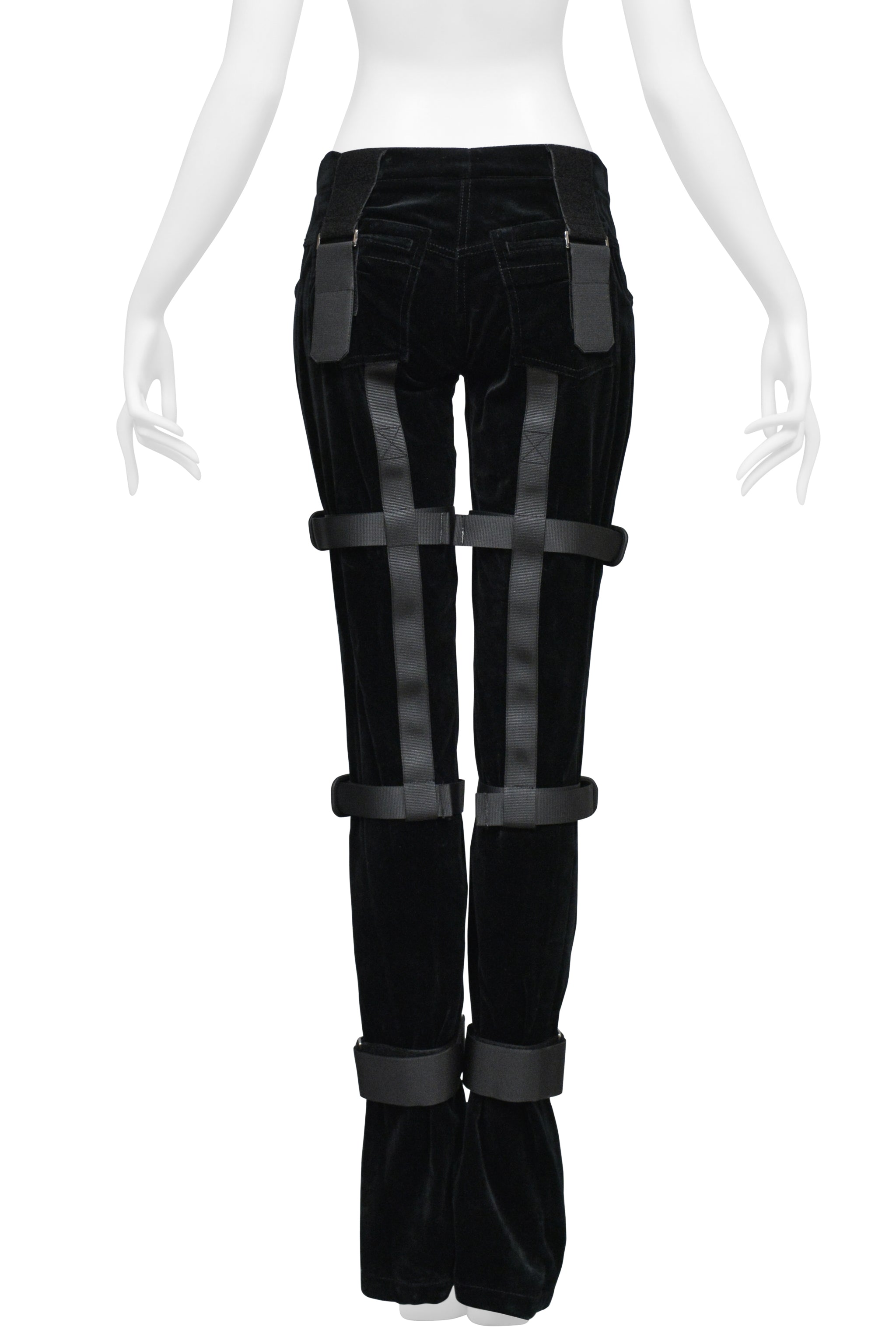DOLCE & GABBANA BLACK VELVET BONDAGE PANTS 2003
