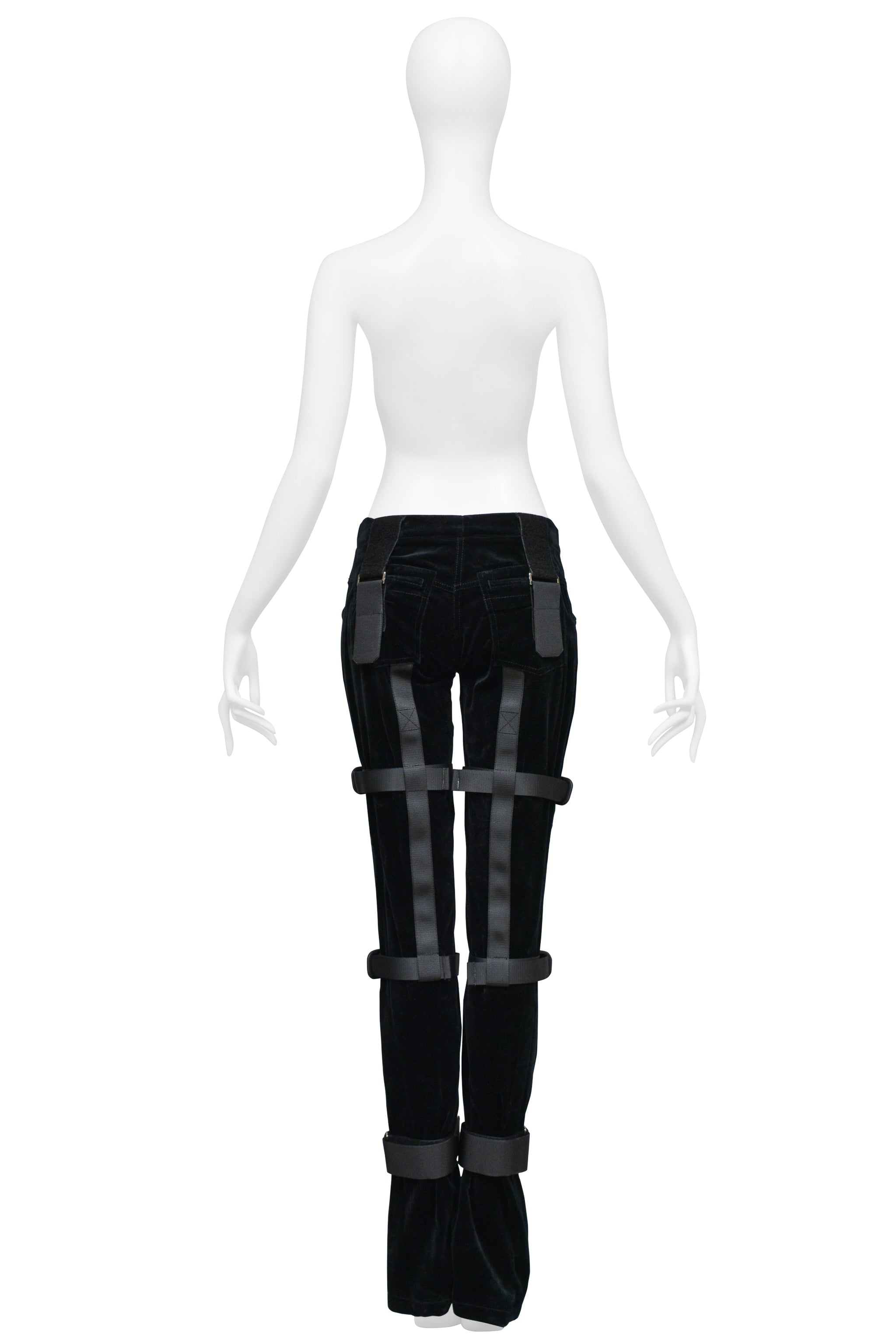 DOLCE & GABBANA BLACK VELVET BONDAGE PANTS 2003