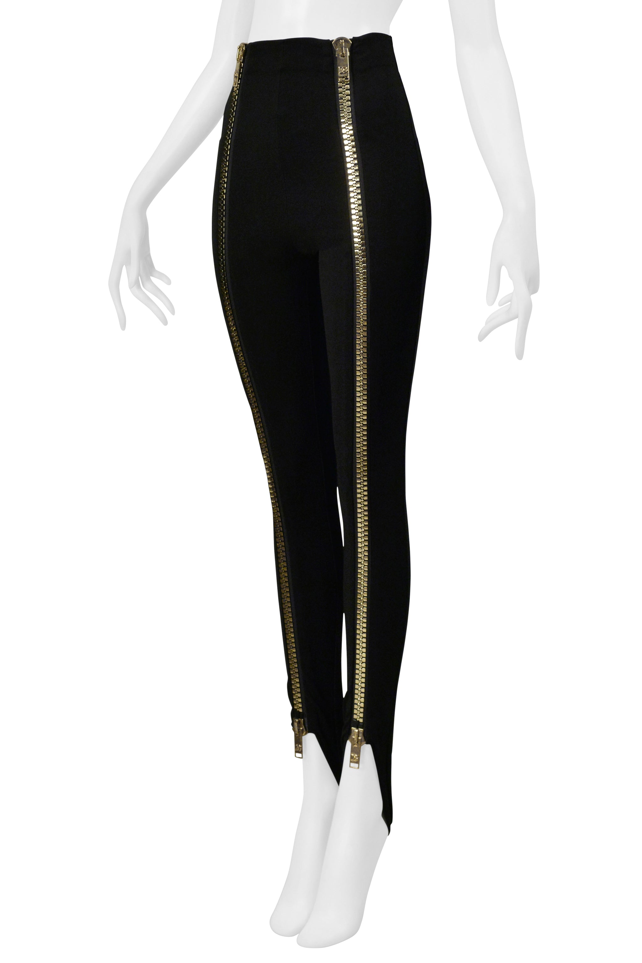 DOLCE & GABBANA BLACK STIRRUP LEGGING WITH GIANT GOLD ZIPPERS