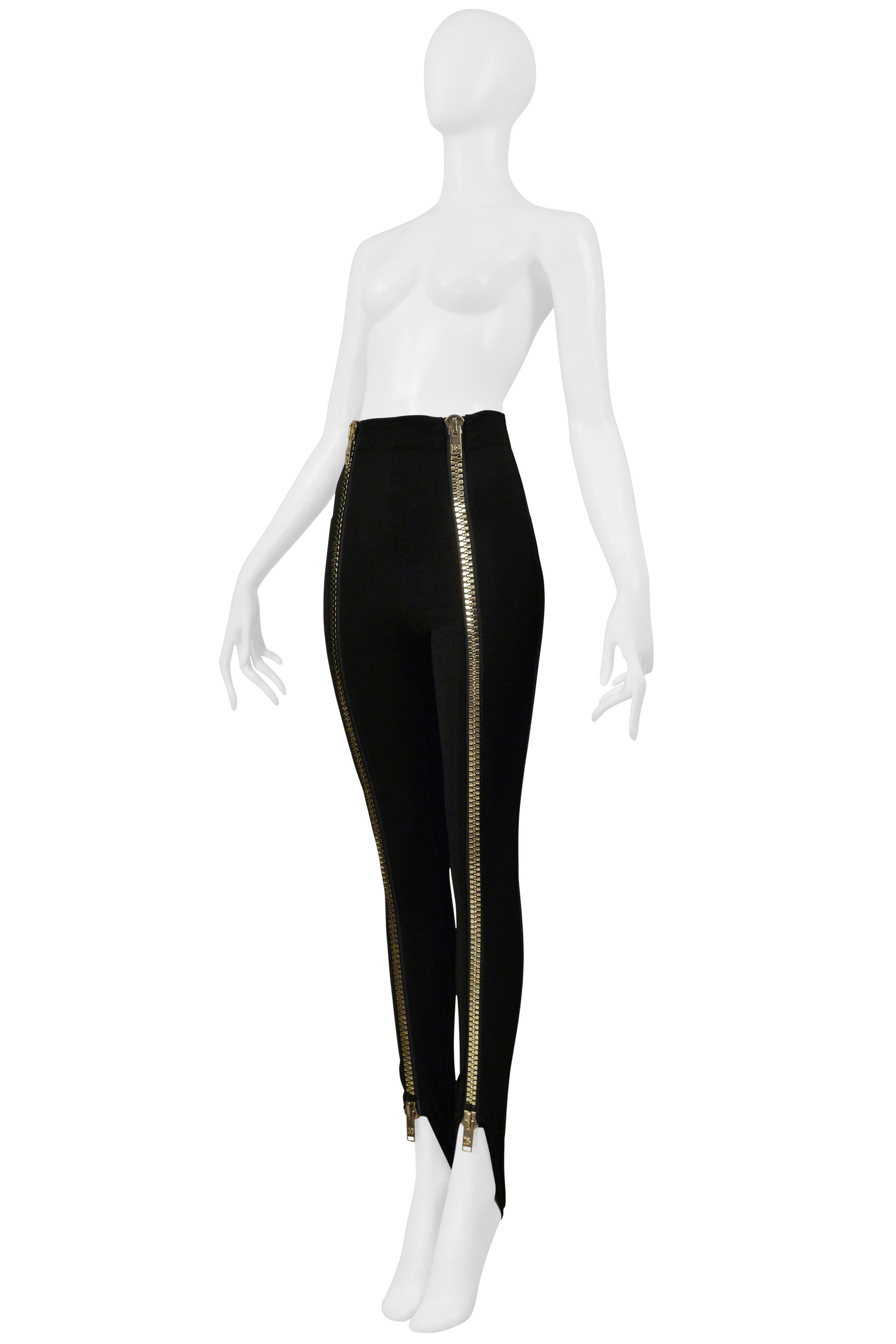 DOLCE & GABBANA BLACK STIRRUP LEGGING WITH GIANT GOLD ZIPPERS
