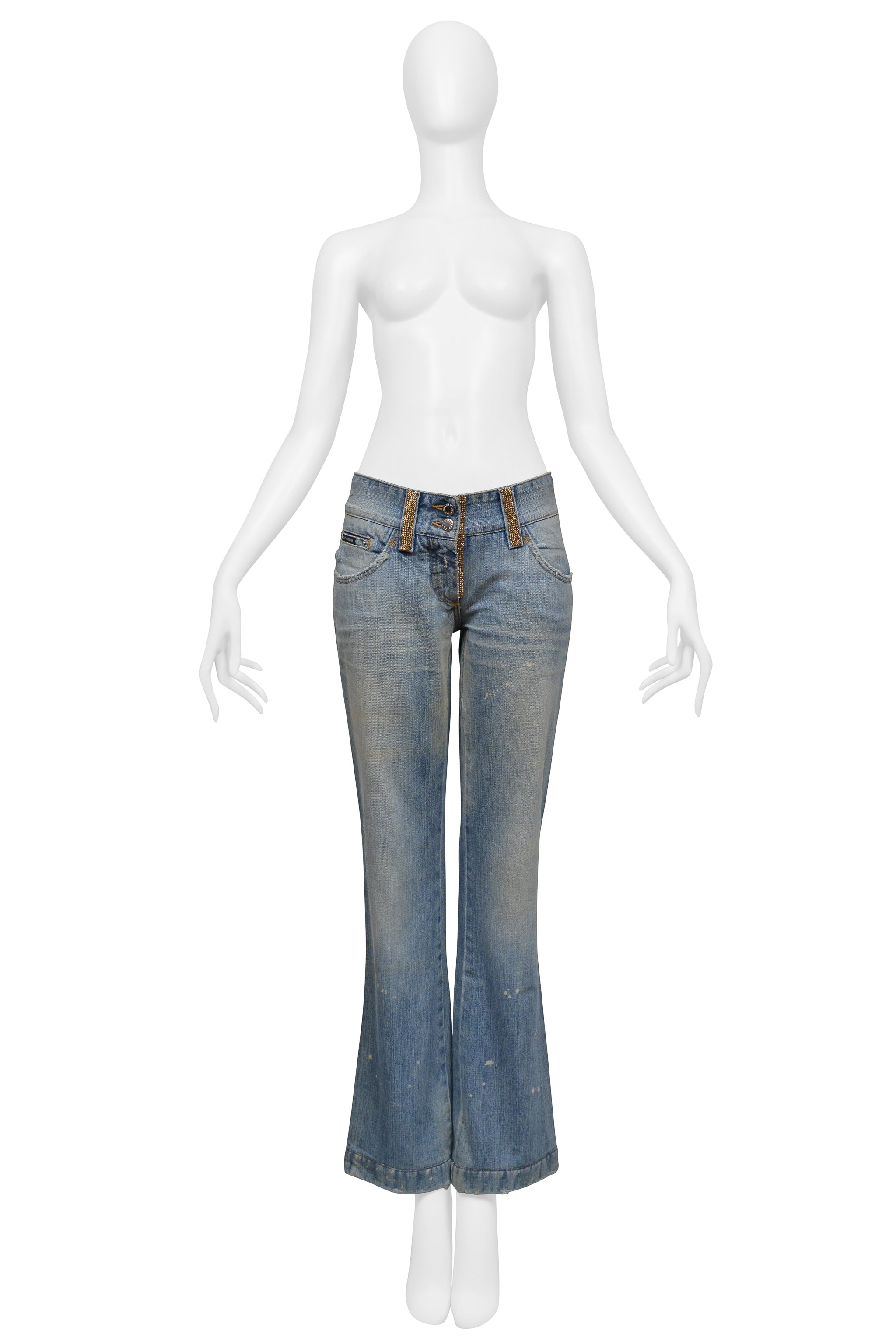 DOLCE & GABBANA BLUE DENIM "HOLLYWOOD COWBOY" JEANS WITH RHINESTONES