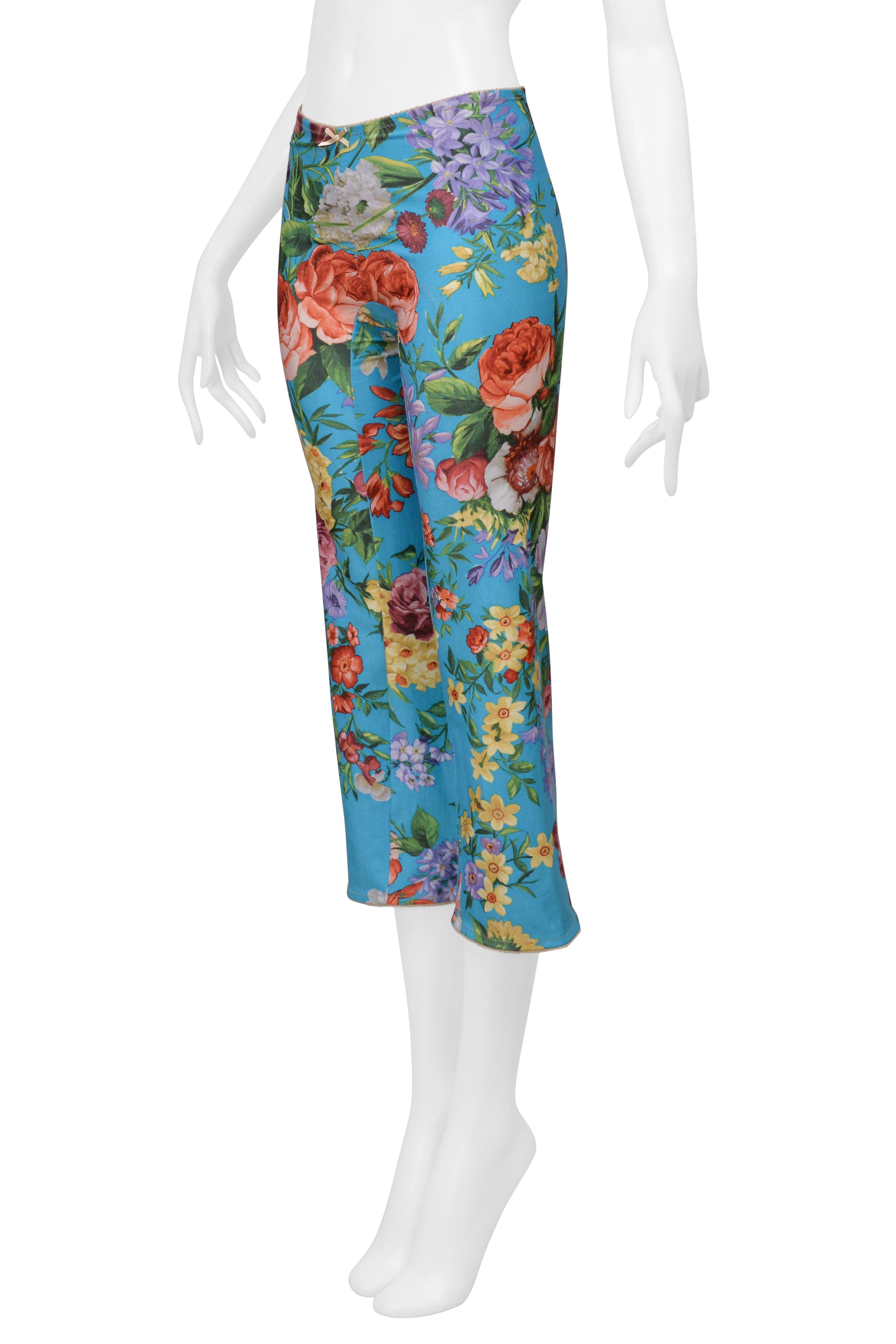 DOLCE & GABBANA BLUE FLORAL PANTS