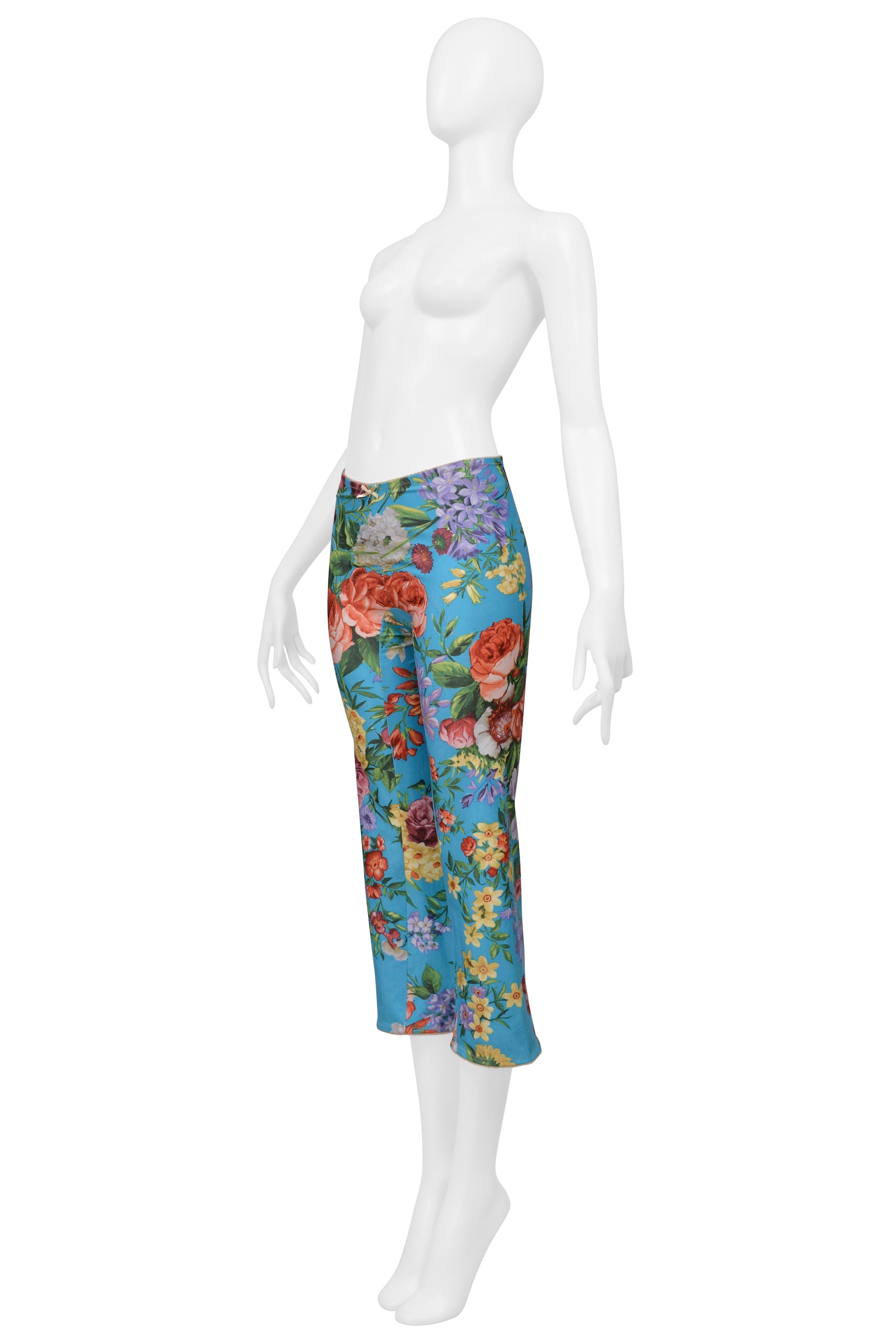 DOLCE & GABBANA BLUE FLORAL PANTS