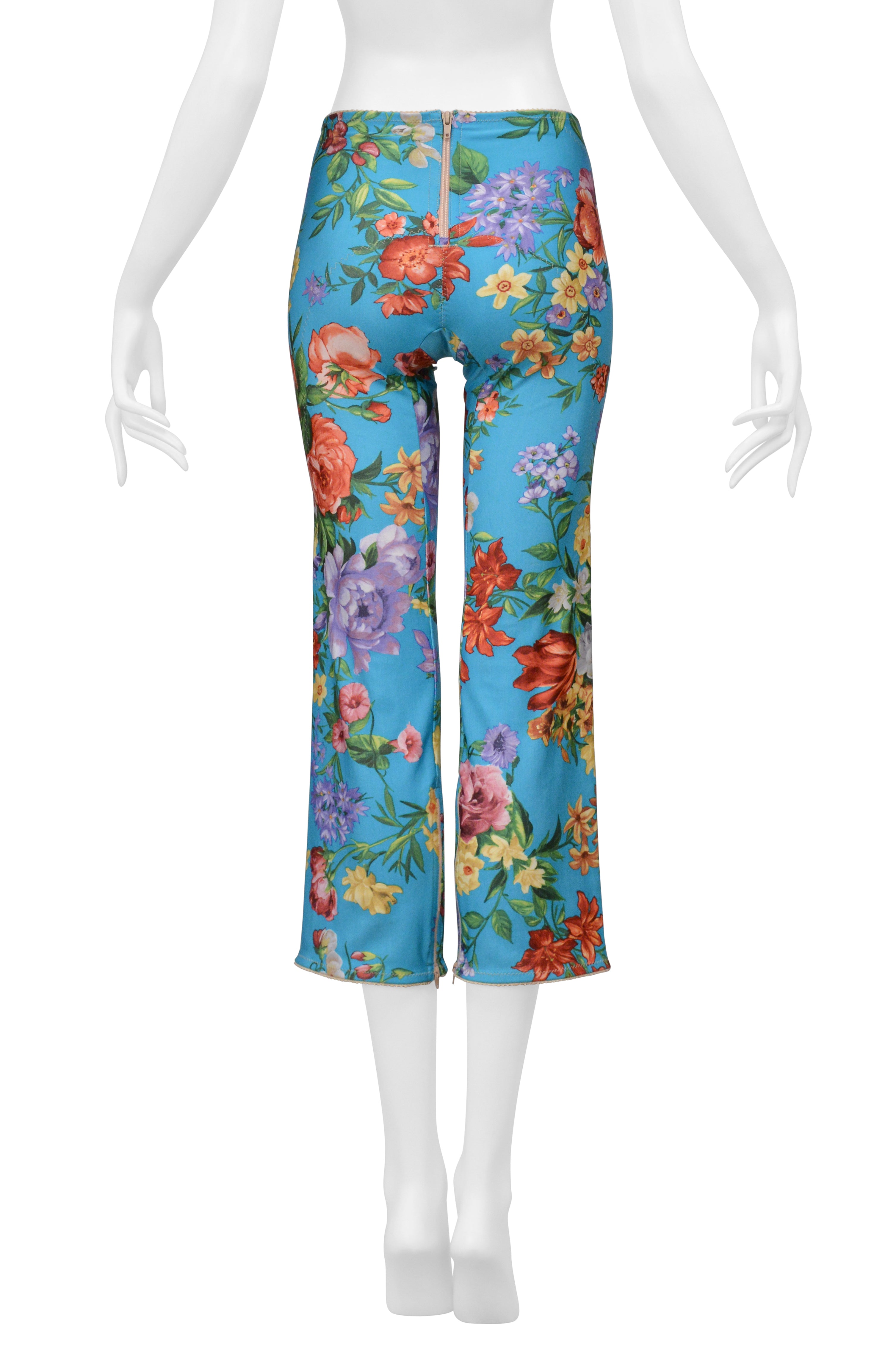 DOLCE & GABBANA BLUE FLORAL PANTS