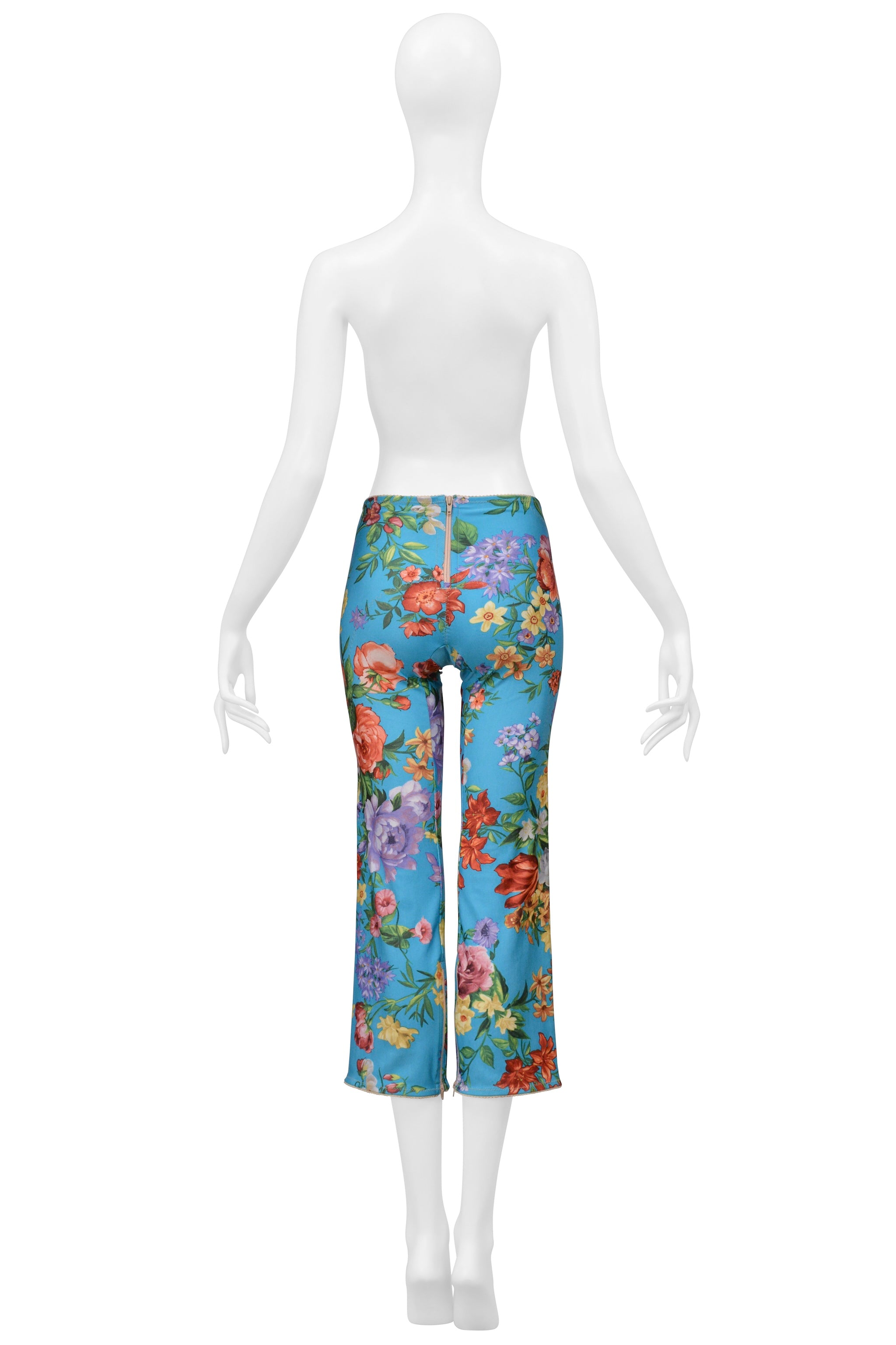 DOLCE & GABBANA BLUE FLORAL PANTS