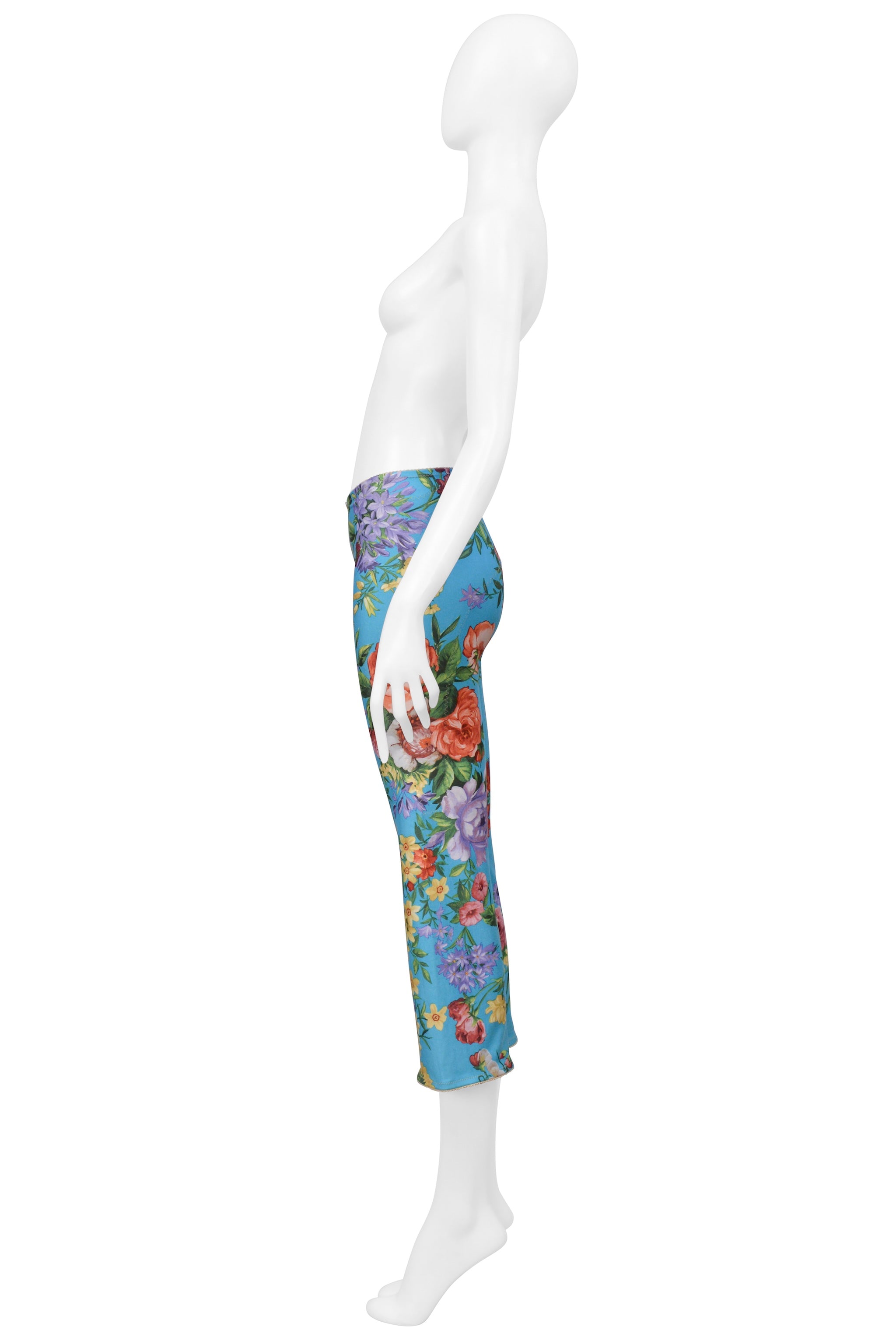 DOLCE & GABBANA BLUE FLORAL PANTS
