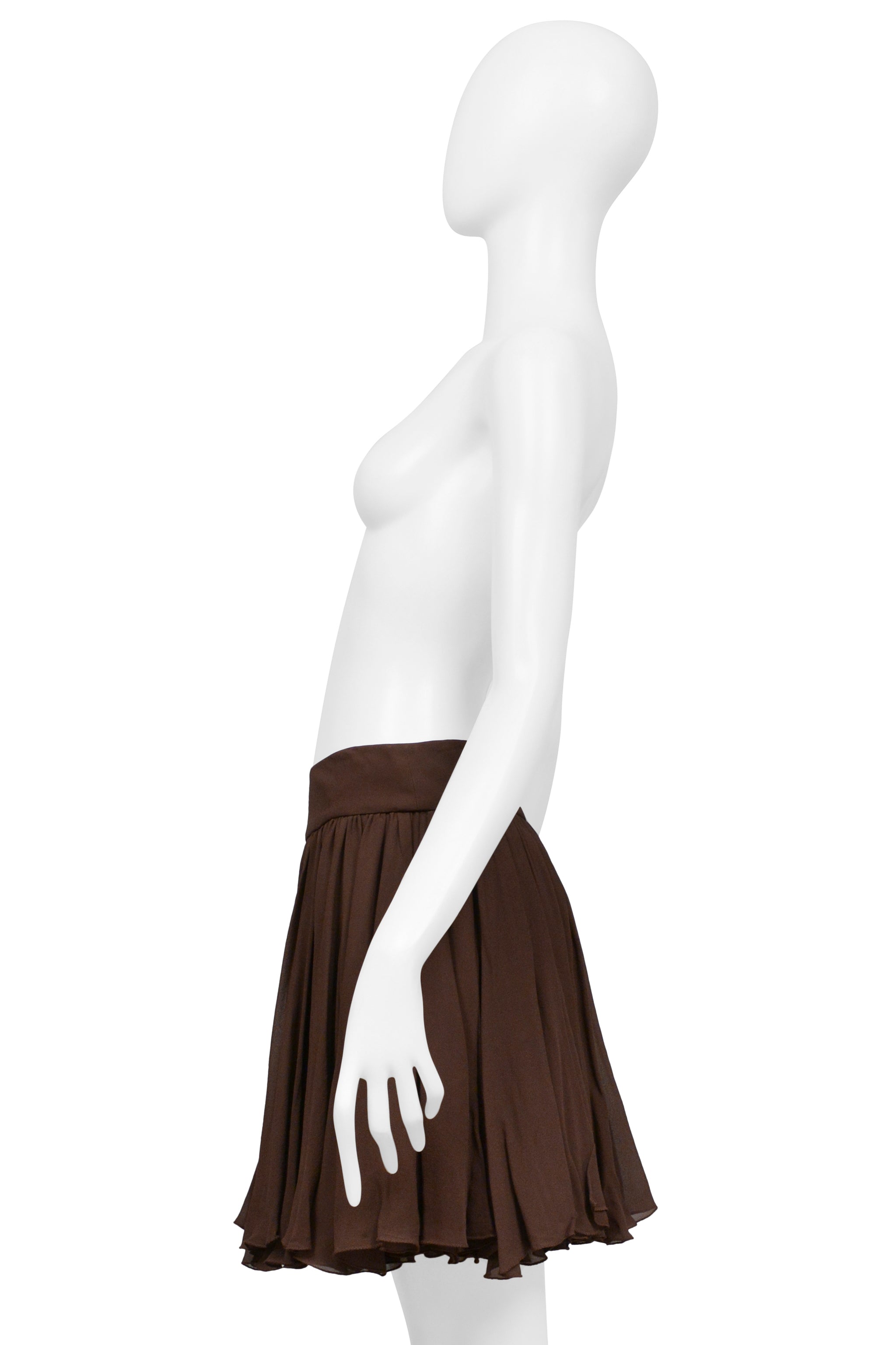 DOLCE & GABBANA BROWN GATHERED MINI CIRCLE SKIRT