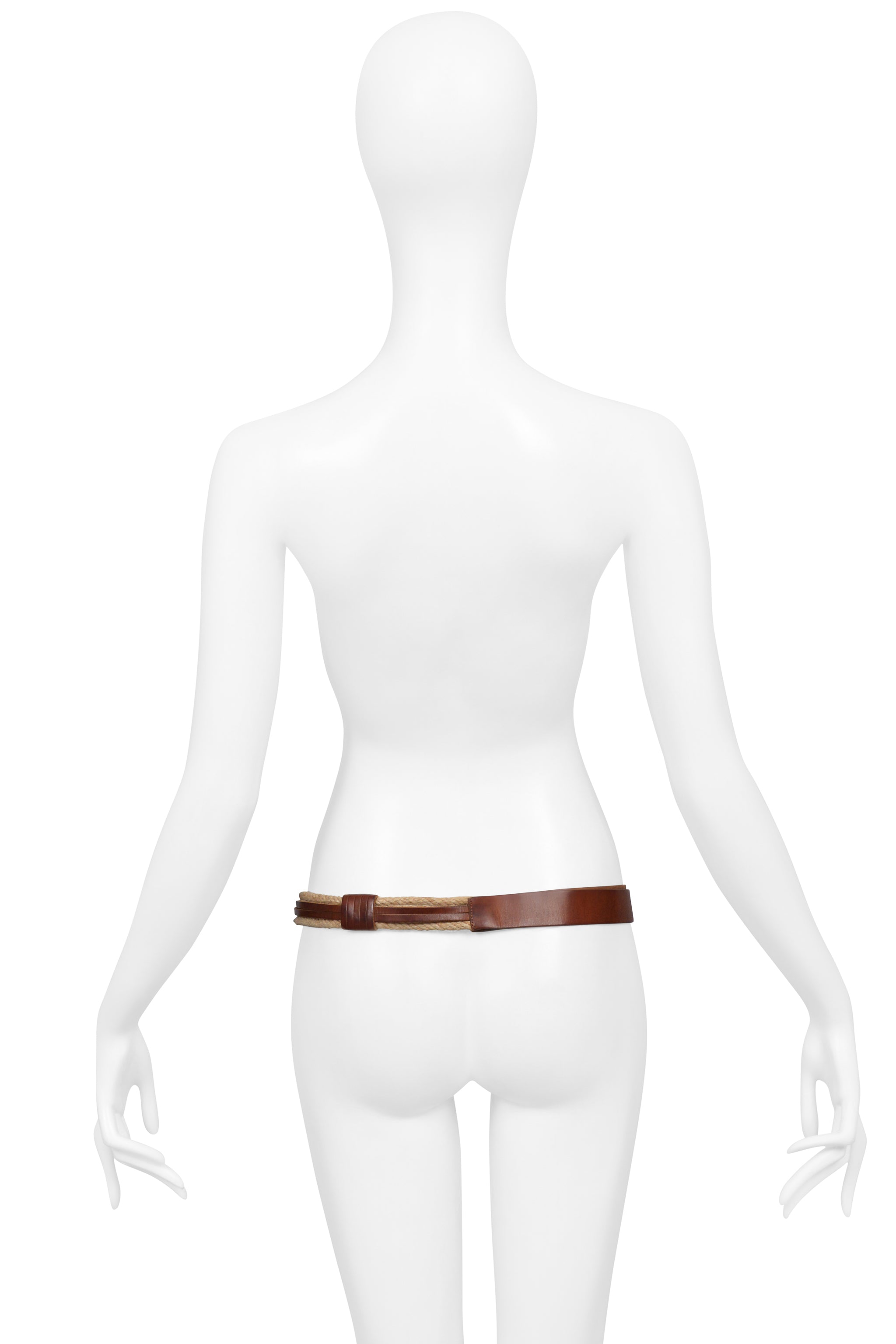 DOLCE & GABBANA BROWN LEATHER AND ROPE BELT