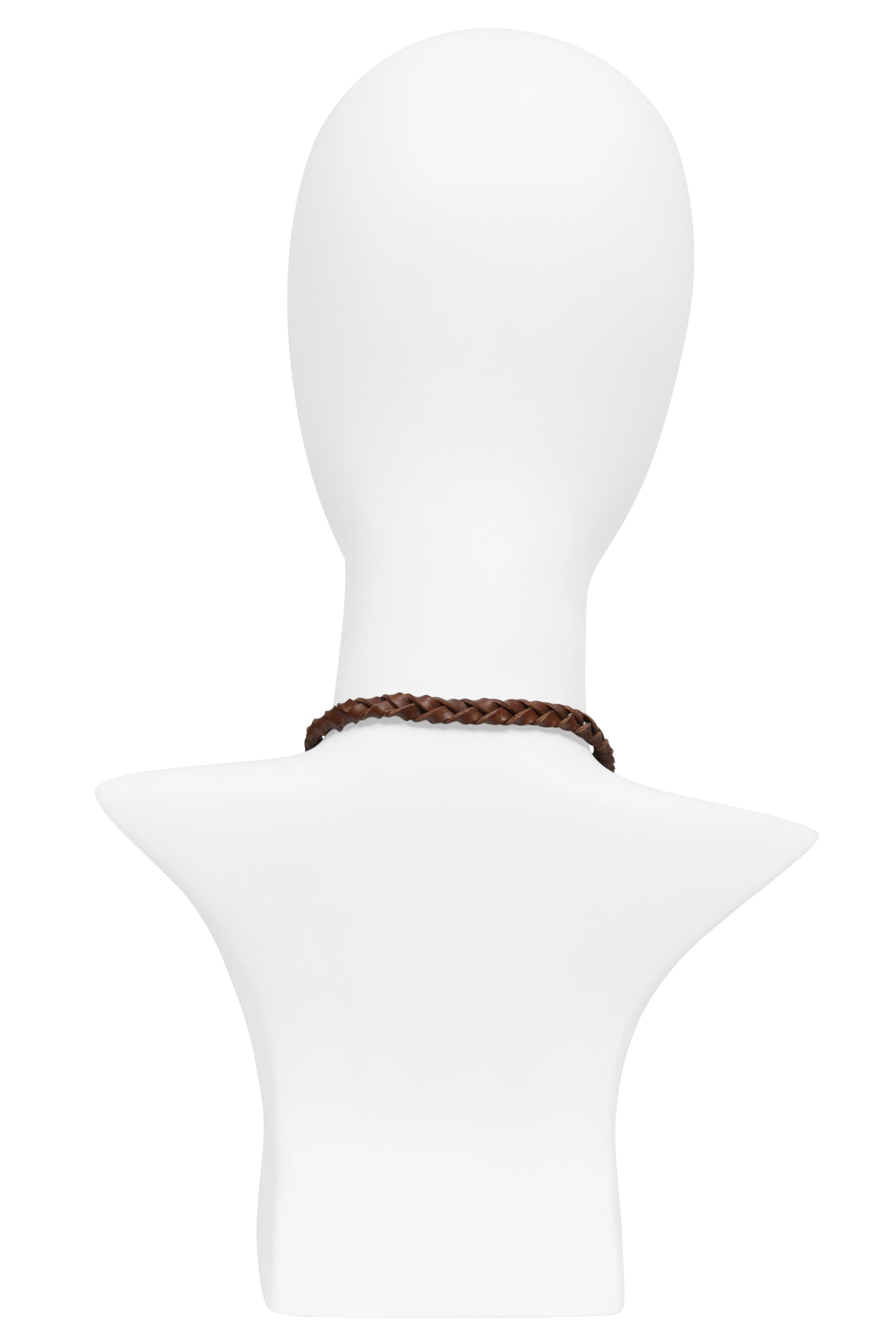DOLCE & GABBANA BROWN LEATHER BRAIDED ROPE NECKLACE WITH SILVER HARDWARE