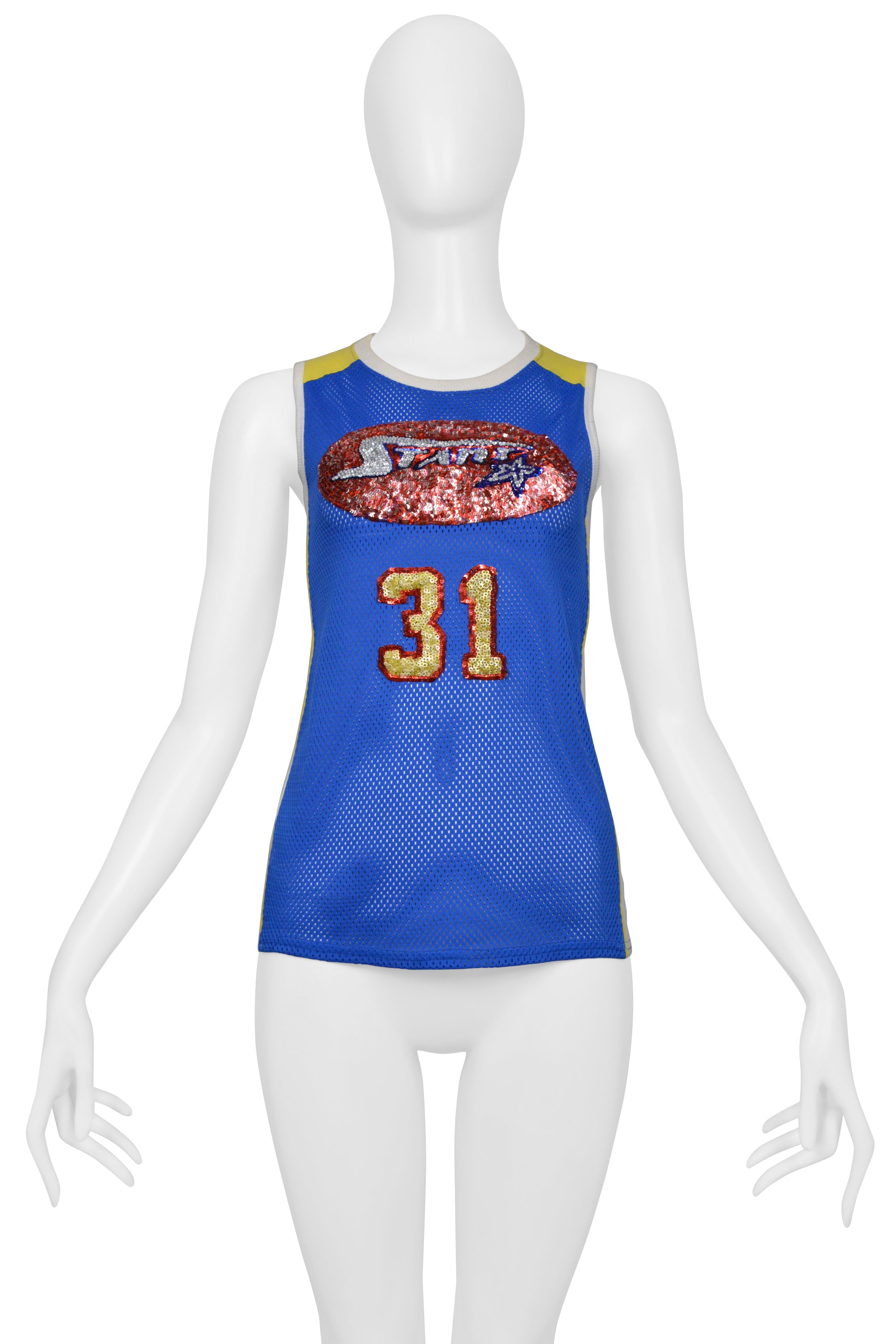 DOLCE & GABBANA BLUE SPORTS "STARS" JERSEY WITH SEQUINS C. 2004