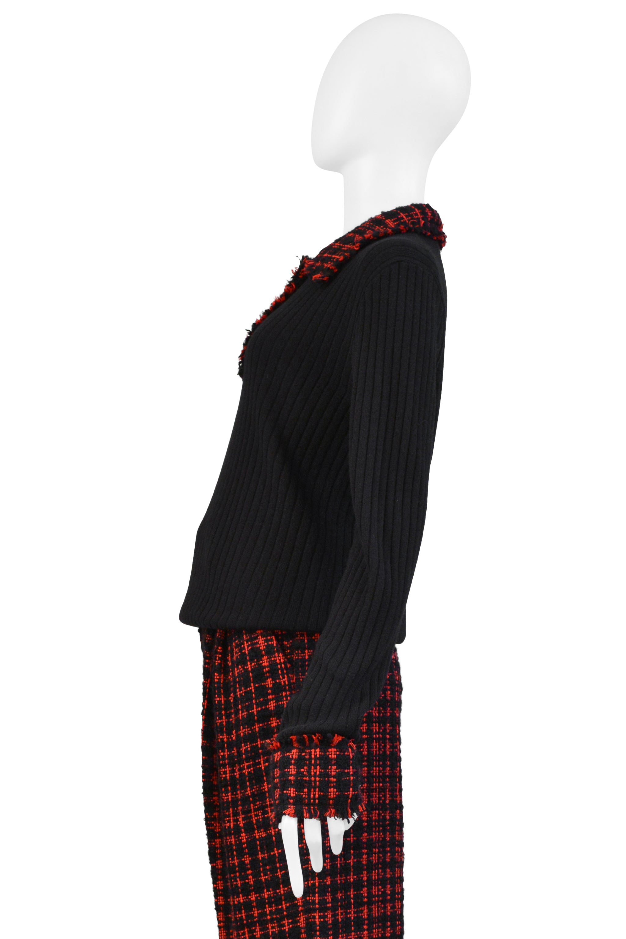 DOLCE & GABBANA D&G BLACK RIBBED SWEATER AND PLAID PANTS