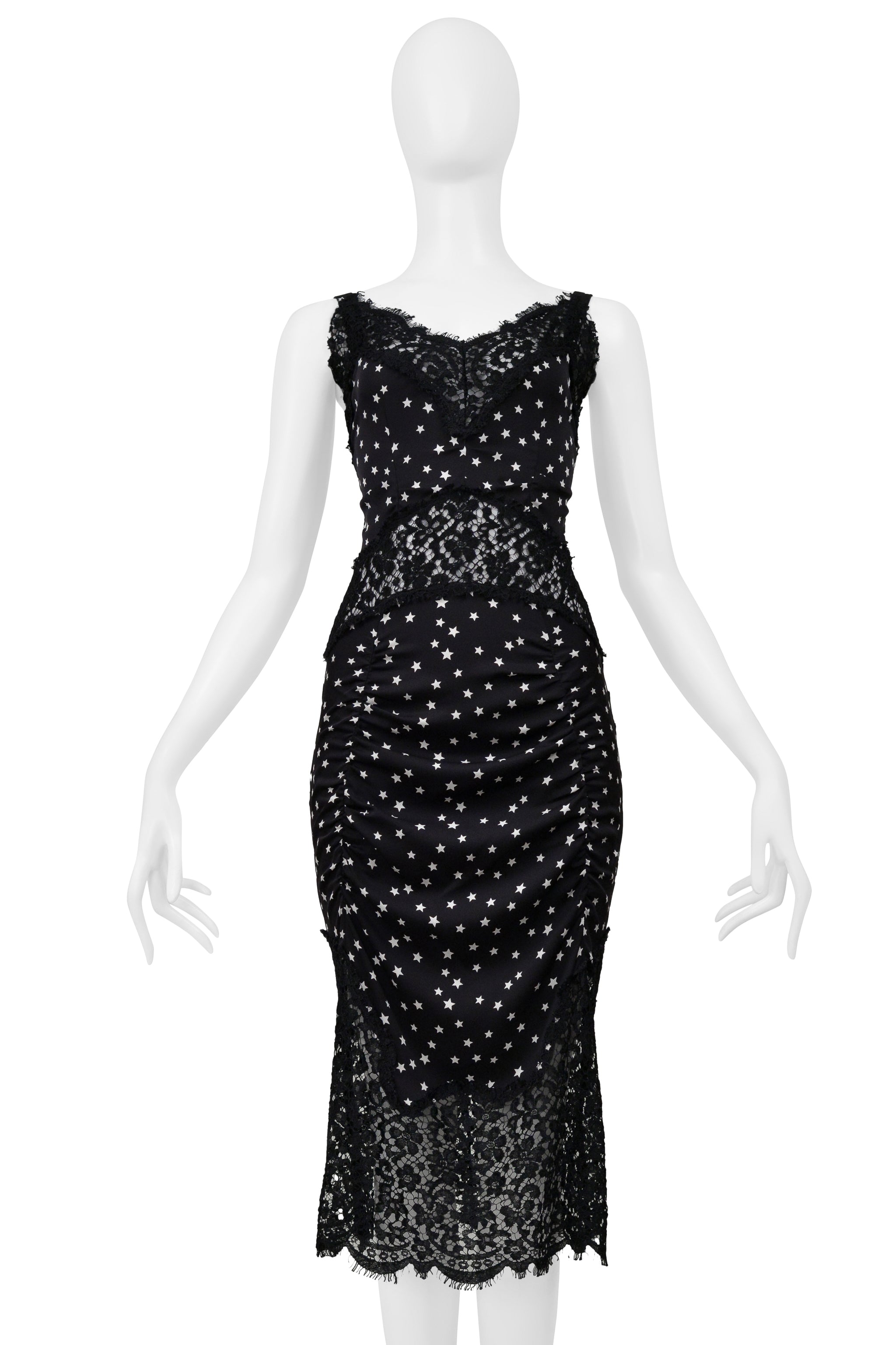 DOLCE & GABBANA BLACK LACE DRESS WITH STAR PRINT 2011