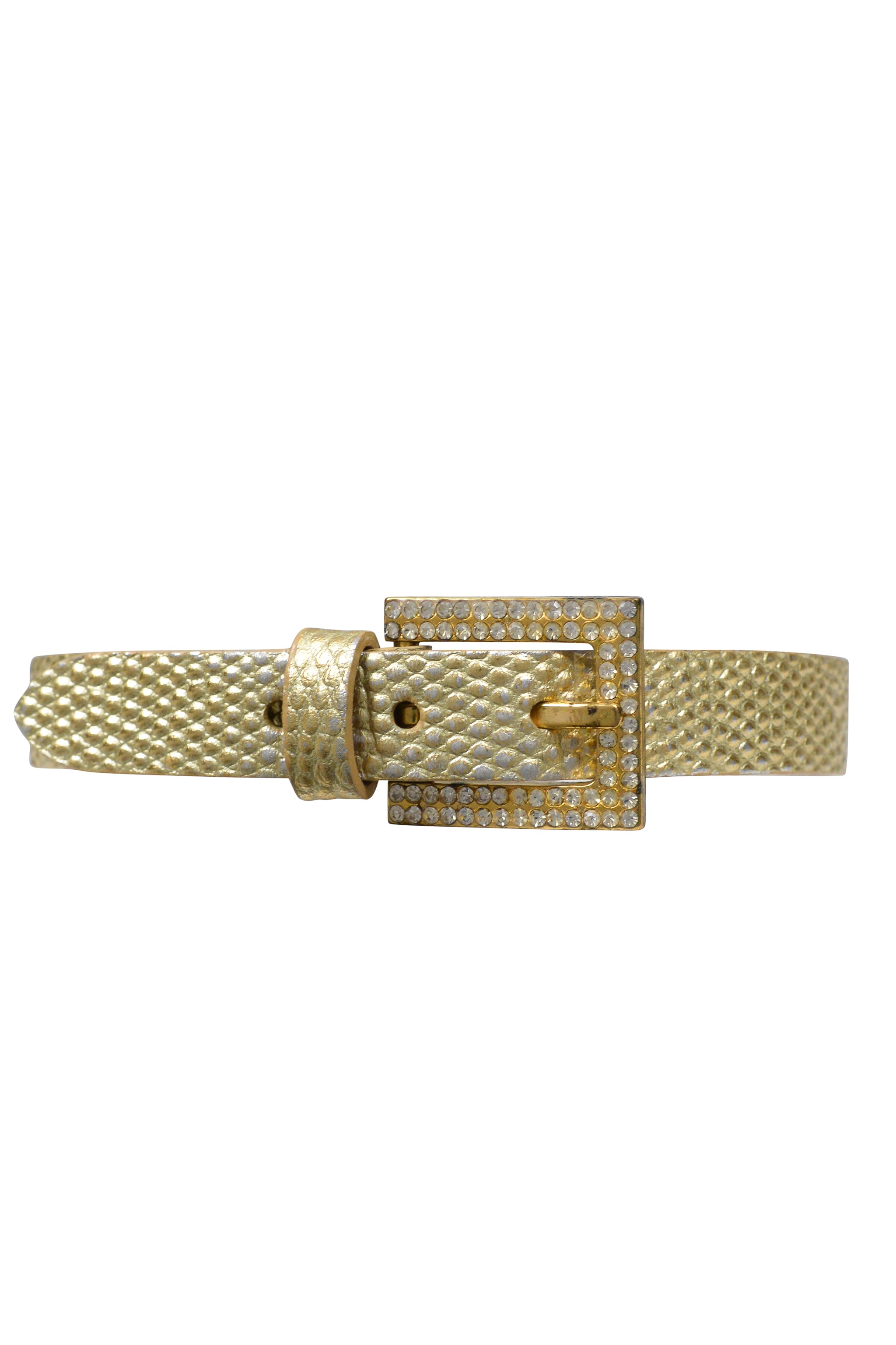 DOLCE & GABBANA GOLD SNAKE CHOKER WITH RHINESTONE D&G AND BUCKLE