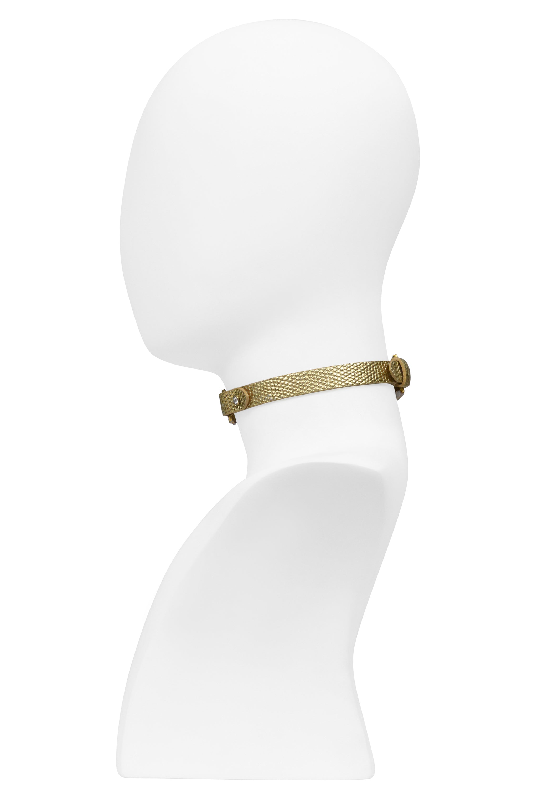 DOLCE & GABBANA GOLD SNAKE CHOKER WITH RHINESTONE D&G AND BUCKLE