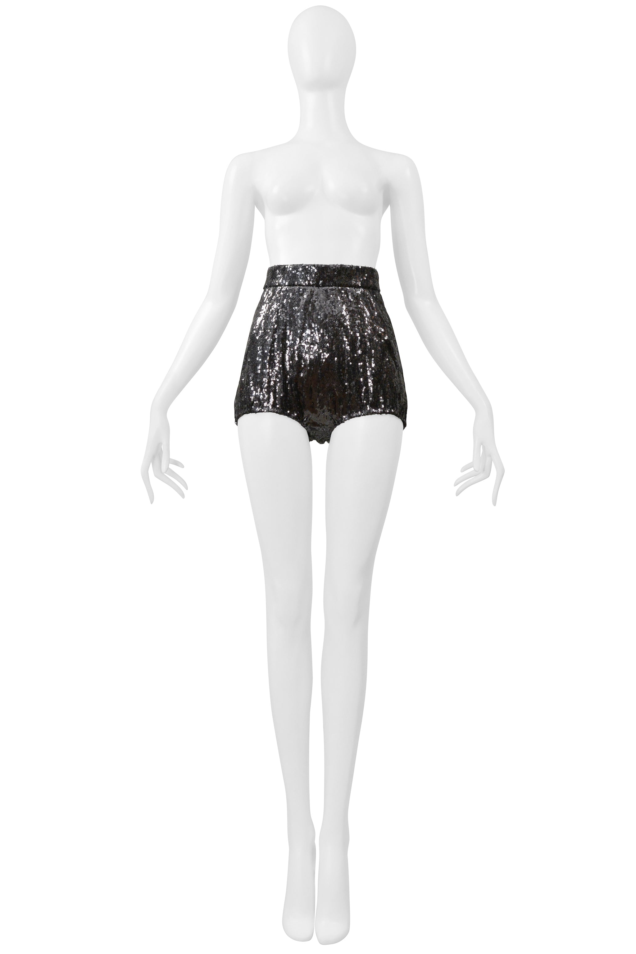 DOLCE & GABBANA GUNMETAL SEQUIN HOT PANTS