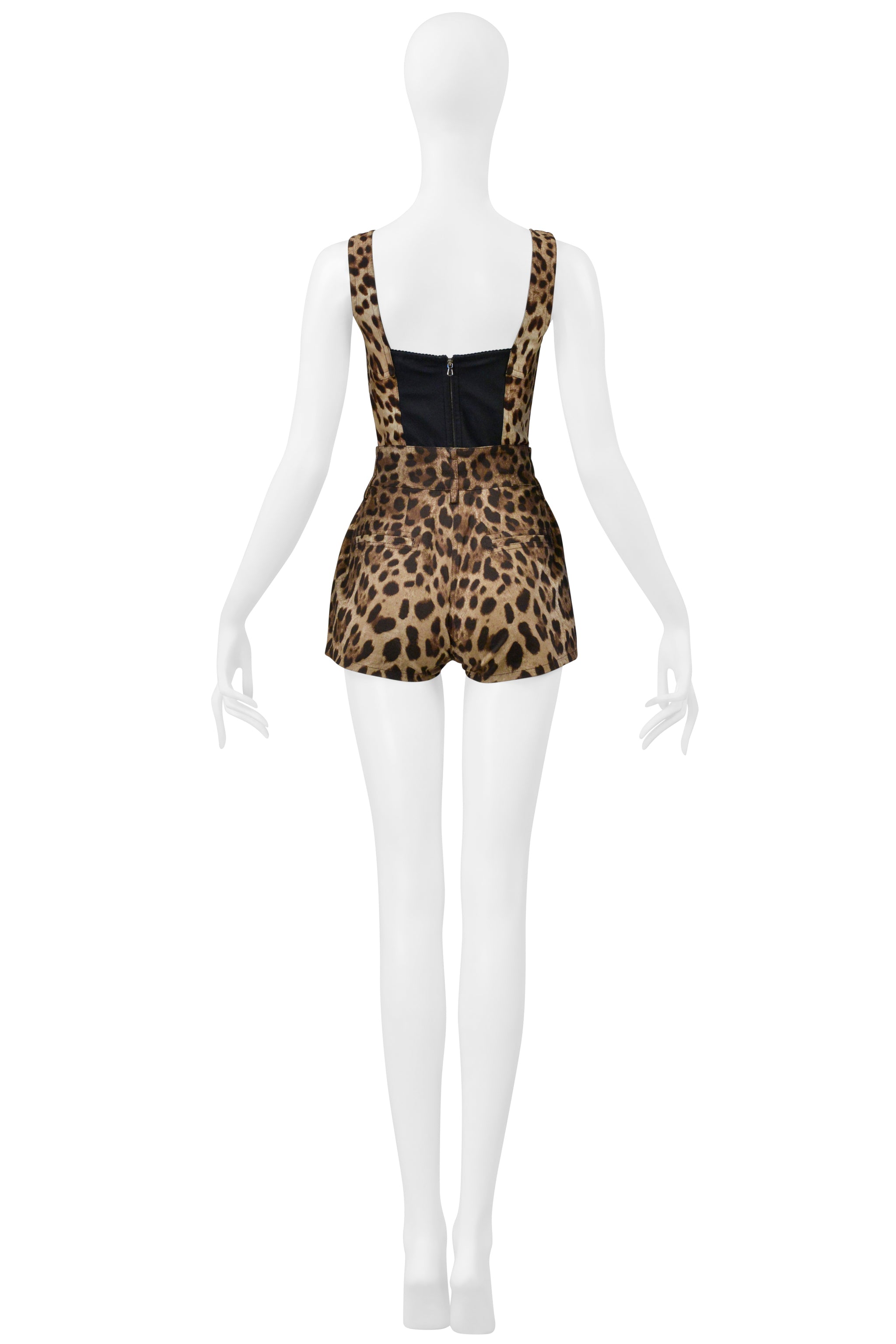 DOLCE AND GABBANA LEOPARD PRINT BUSTIER AND SHORTS ENSEMBLE