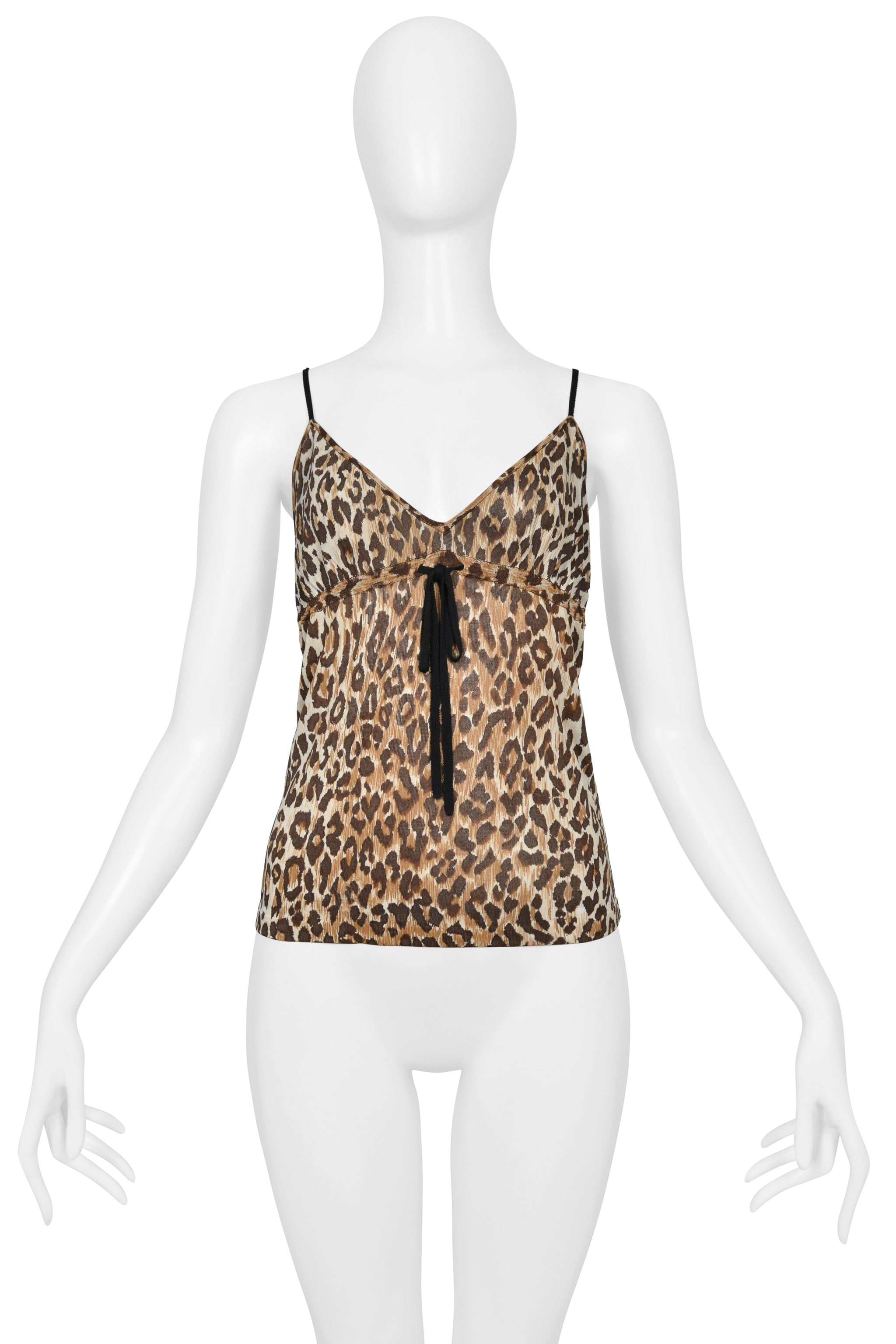 DOLCE & GABBANA LEOPARD PRINT CAMISOLE TOP WITH TIE
