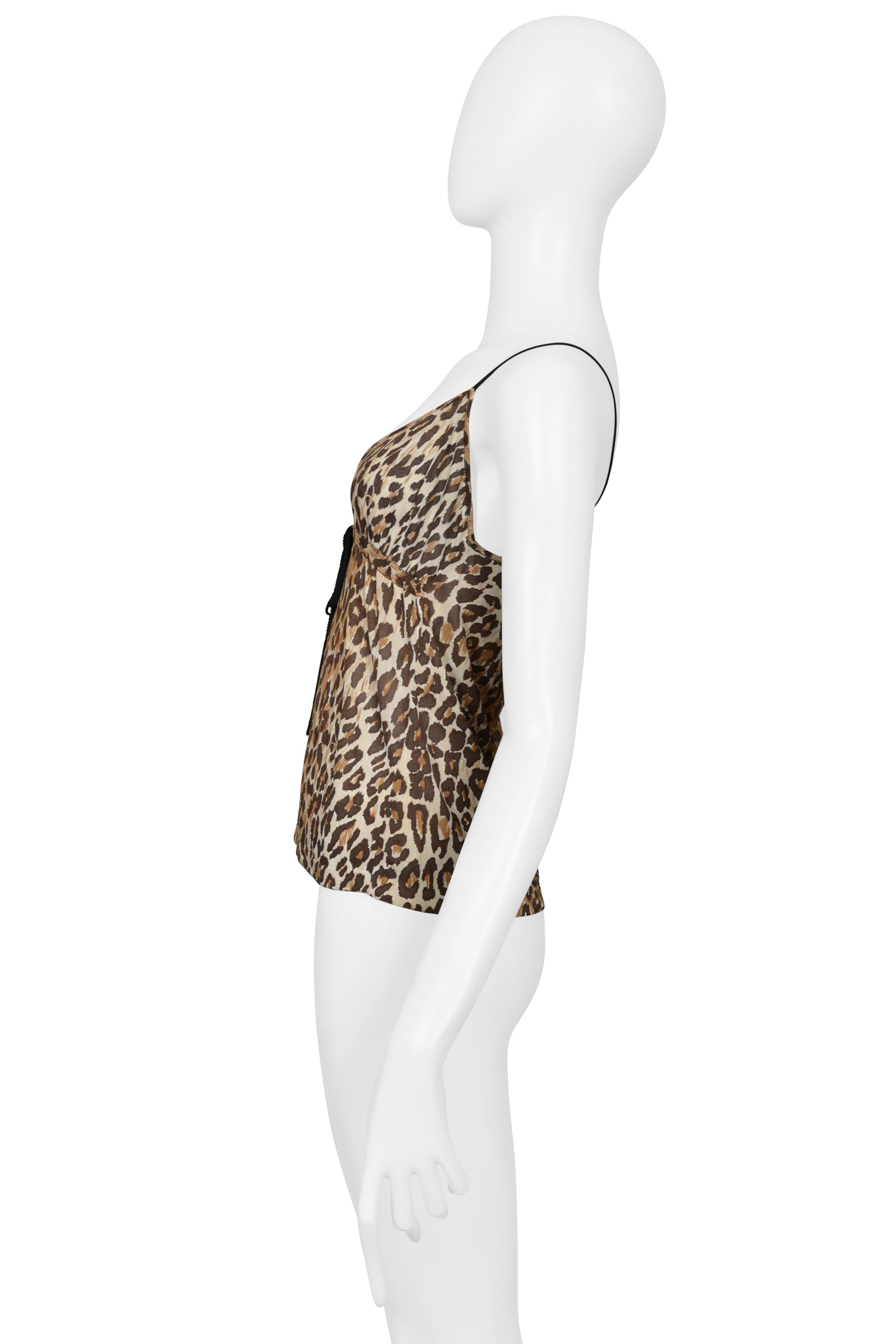 DOLCE & GABBANA LEOPARD PRINT CAMISOLE TOP WITH TIE