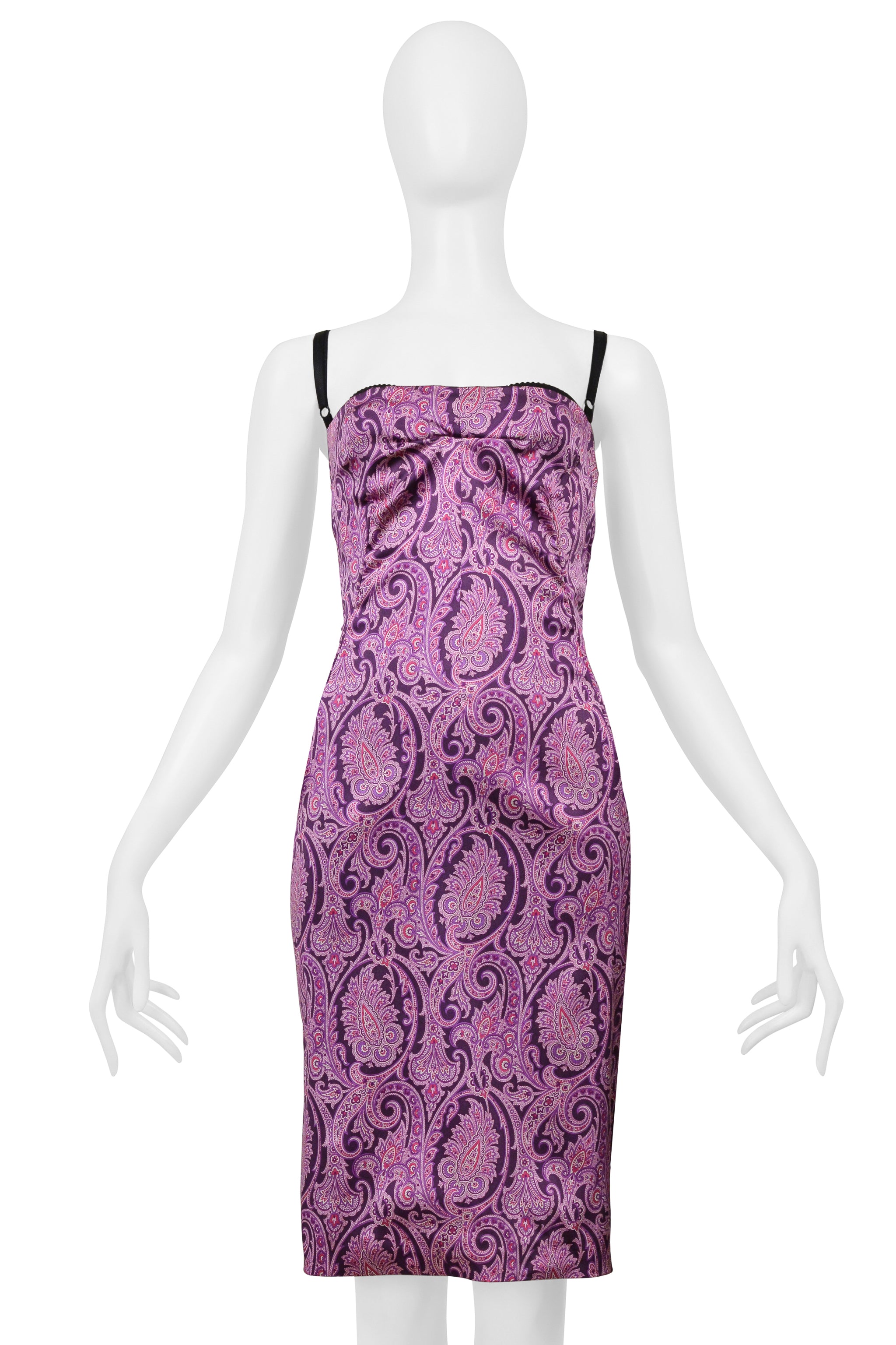 DOLCE & GABBANA PURPLE PAISLEY PRINT BODY CON DRESS