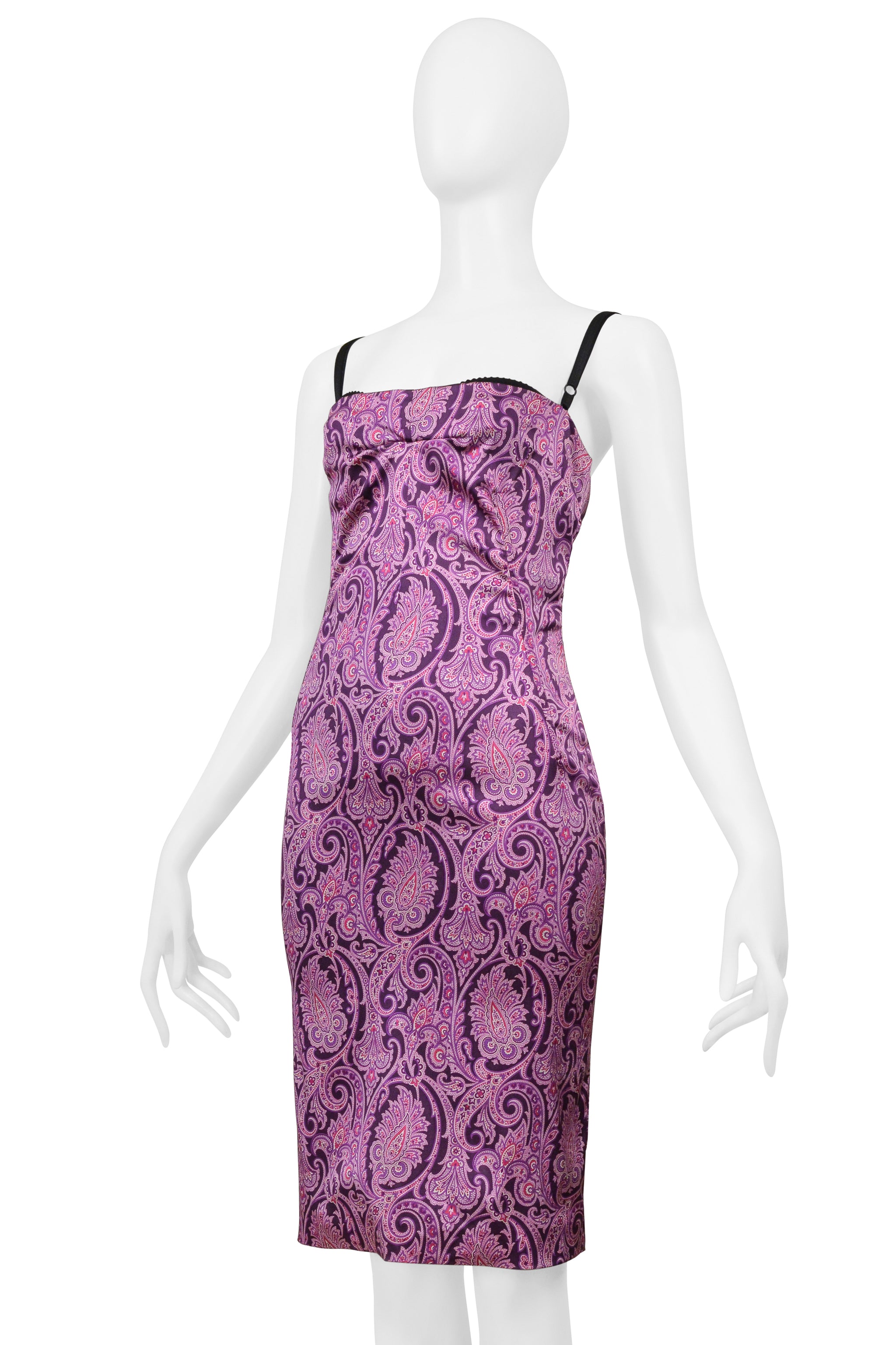 DOLCE & GABBANA PURPLE PAISLEY PRINT BODY CON DRESS
