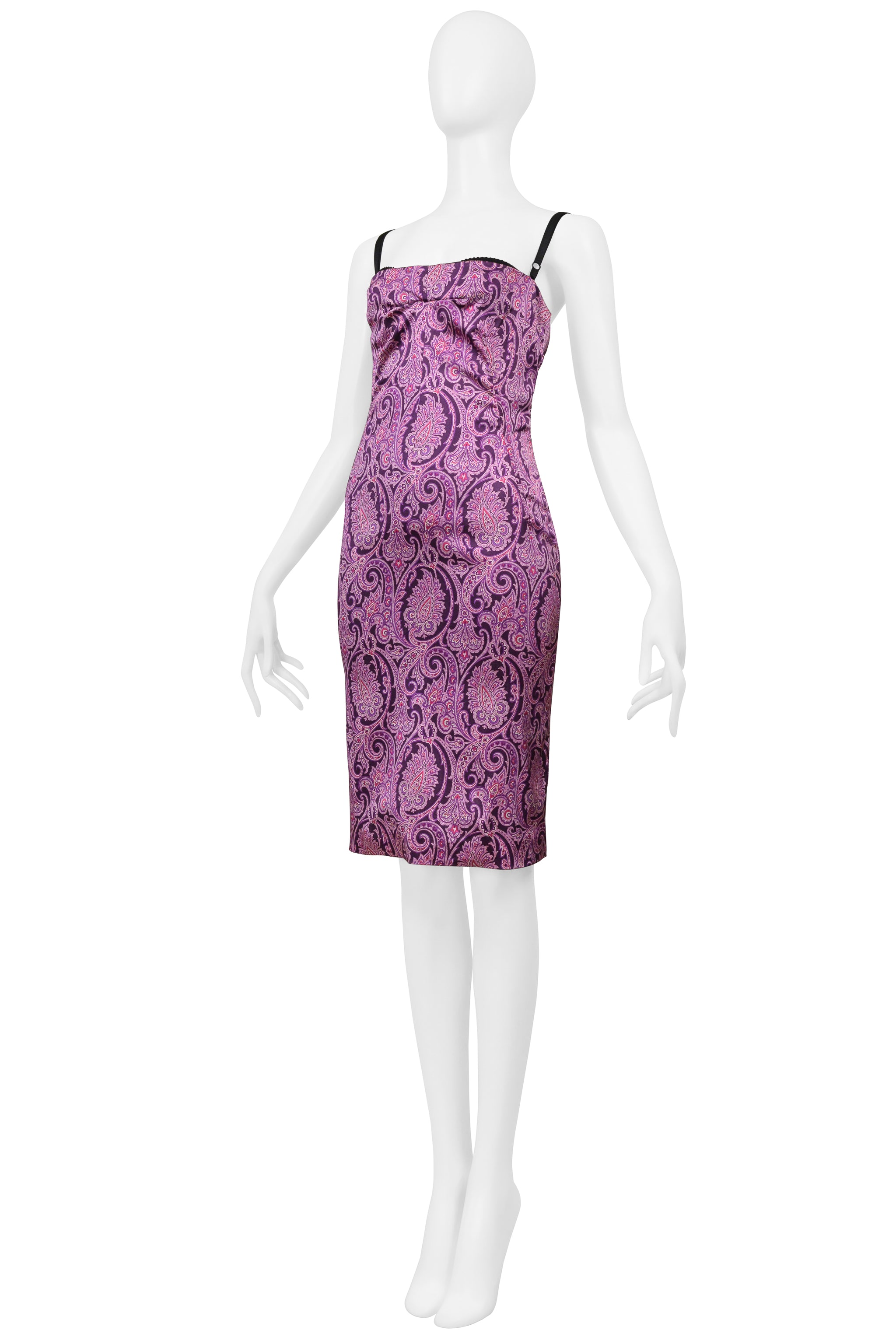 DOLCE & GABBANA PURPLE PAISLEY PRINT BODY CON DRESS