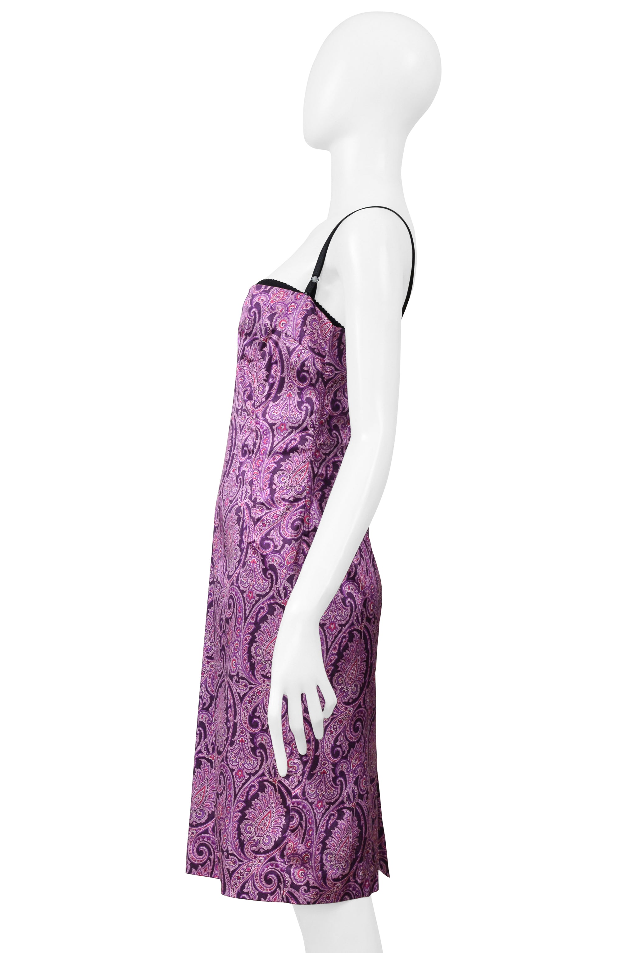 DOLCE & GABBANA PURPLE PAISLEY PRINT BODY CON DRESS