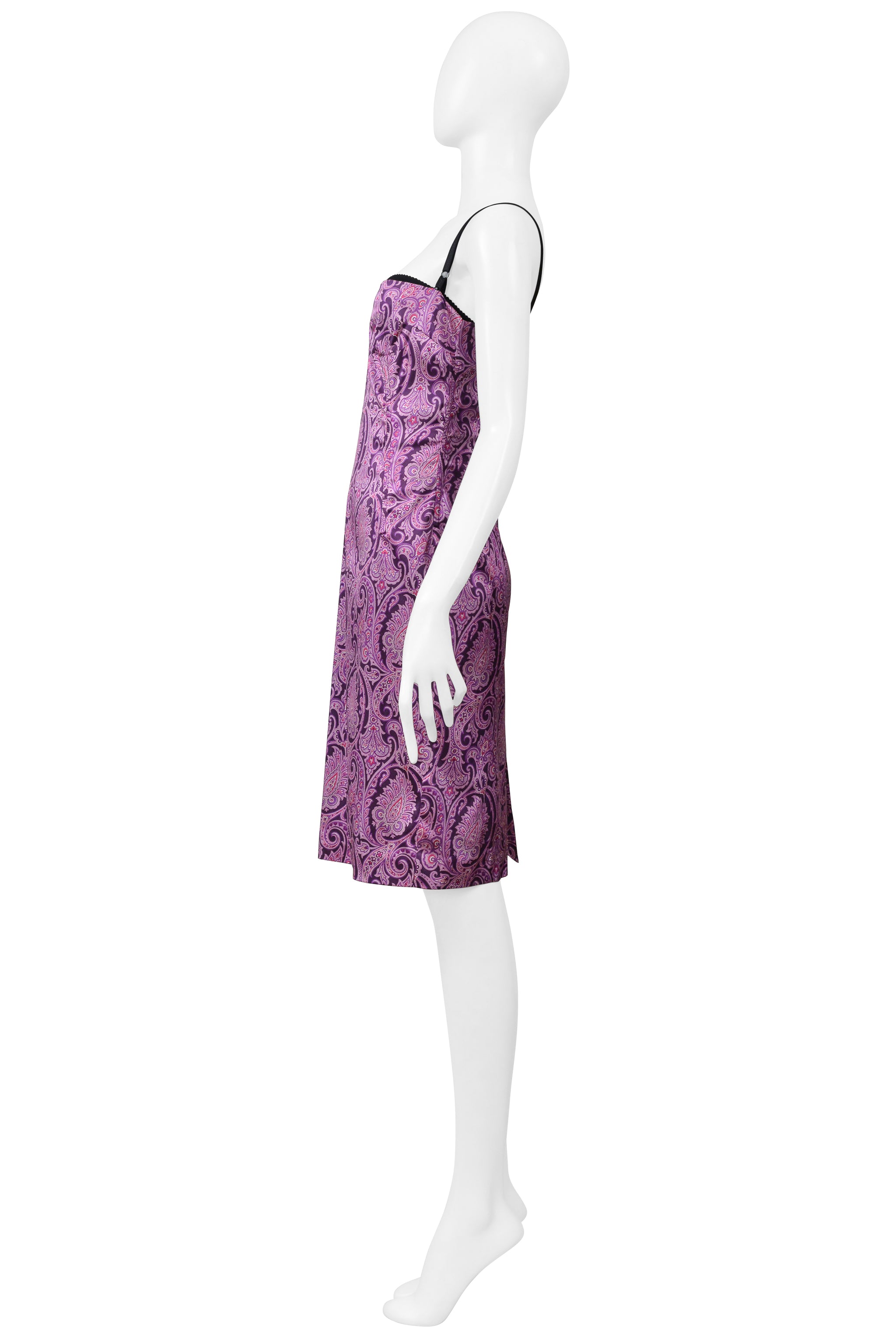 DOLCE & GABBANA PURPLE PAISLEY PRINT BODY CON DRESS