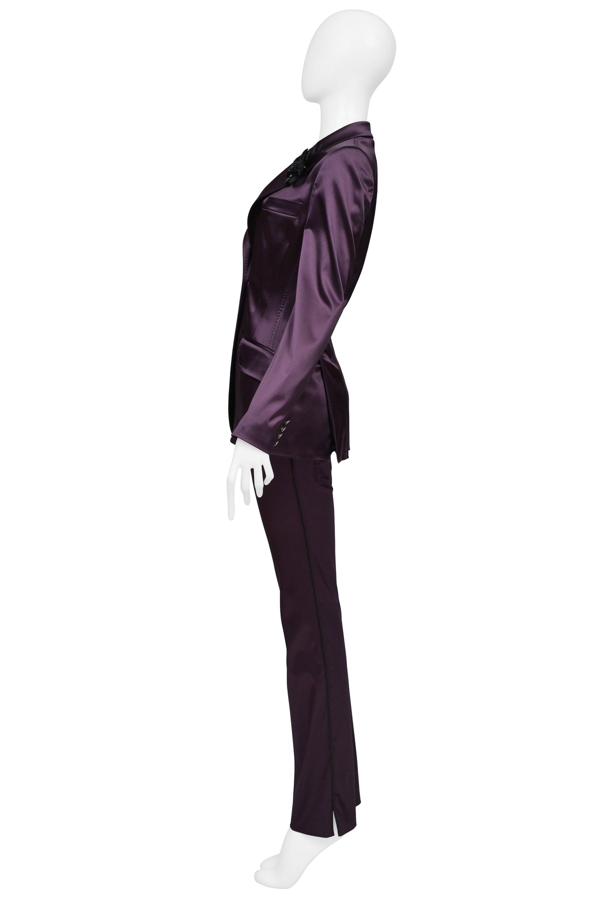 DOLCE & GABBANA PURPLE SATIN EVENING JACKET AND PANTS ENSEMBLE