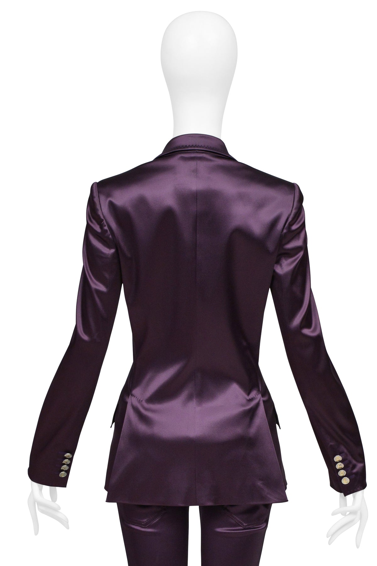 DOLCE & GABBANA PURPLE SATIN EVENING JACKET AND PANTS ENSEMBLE