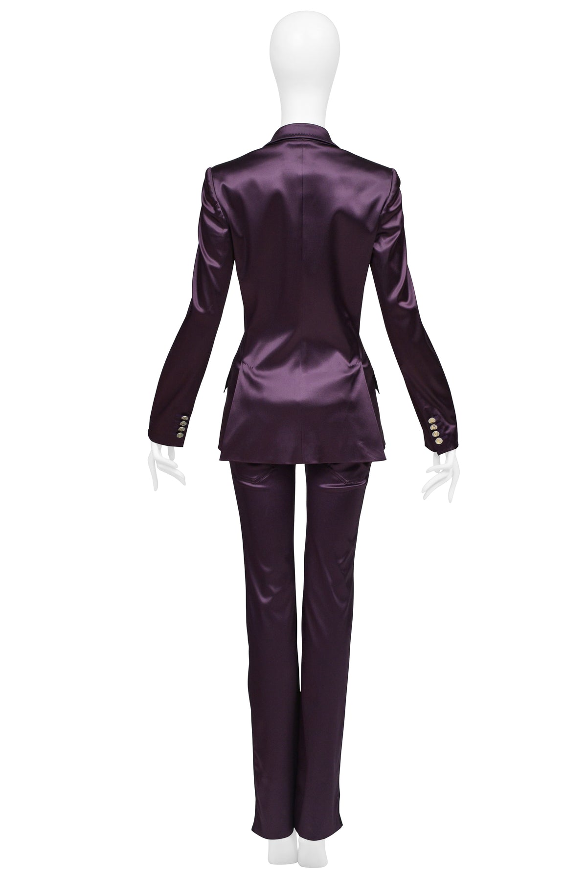 DOLCE & GABBANA PURPLE SATIN EVENING JACKET AND PANTS ENSEMBLE