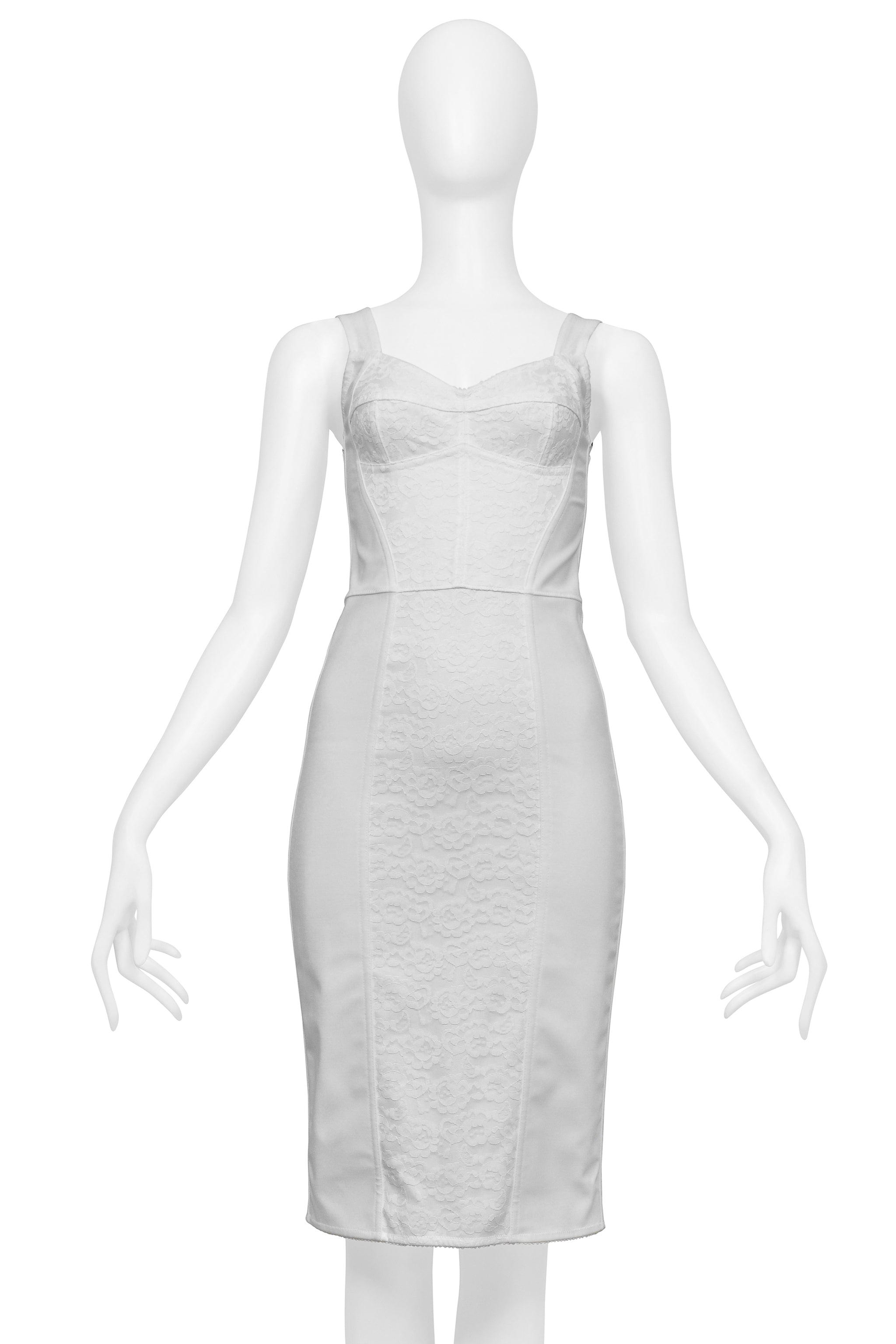 DOLCE & GABBANA WHITE BRA DRESS WITH LACE INSETS