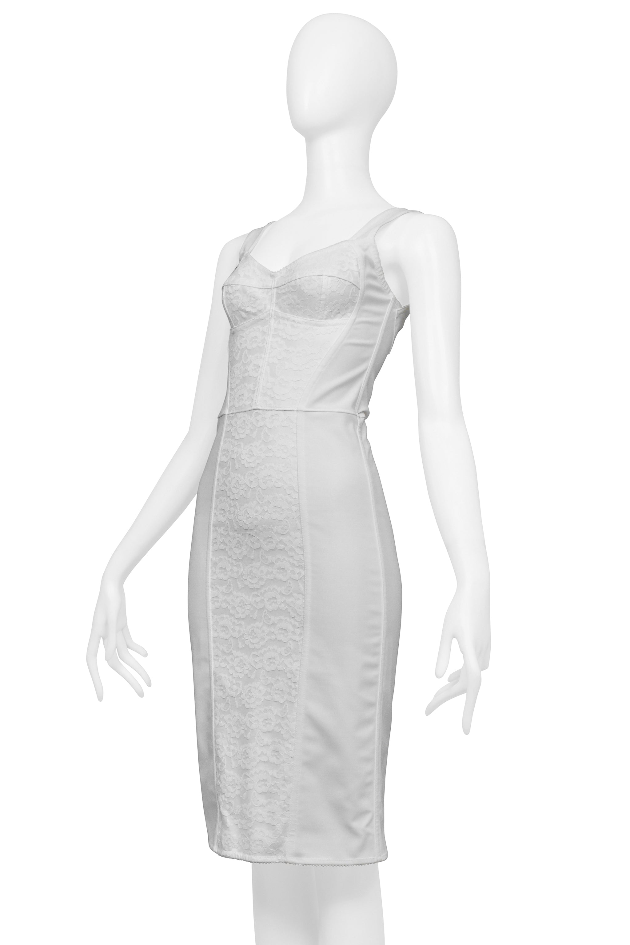 DOLCE & GABBANA WHITE BRA DRESS WITH LACE INSETS