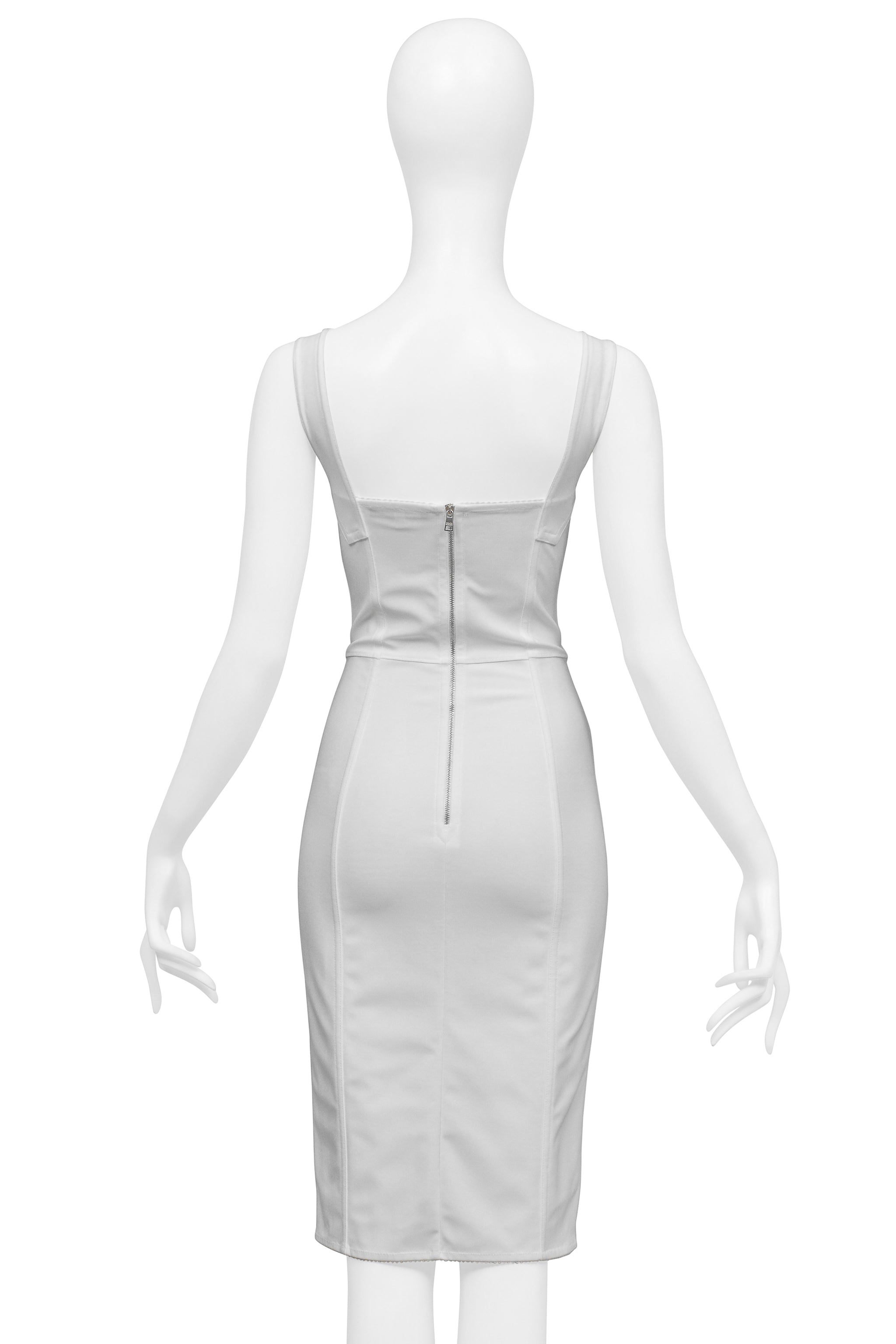 DOLCE & GABBANA WHITE BRA DRESS WITH LACE INSETS