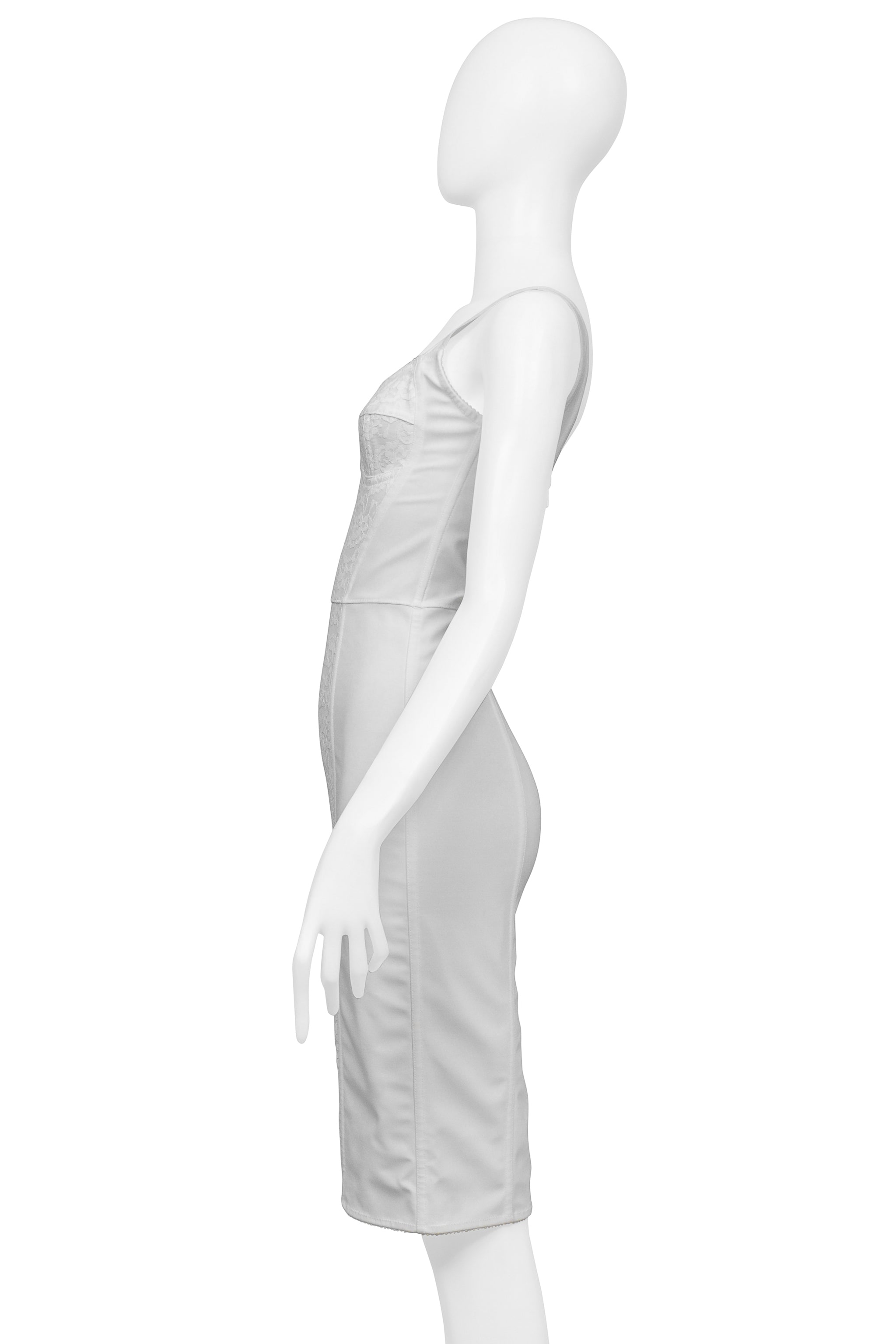 DOLCE & GABBANA WHITE BRA DRESS WITH LACE INSETS