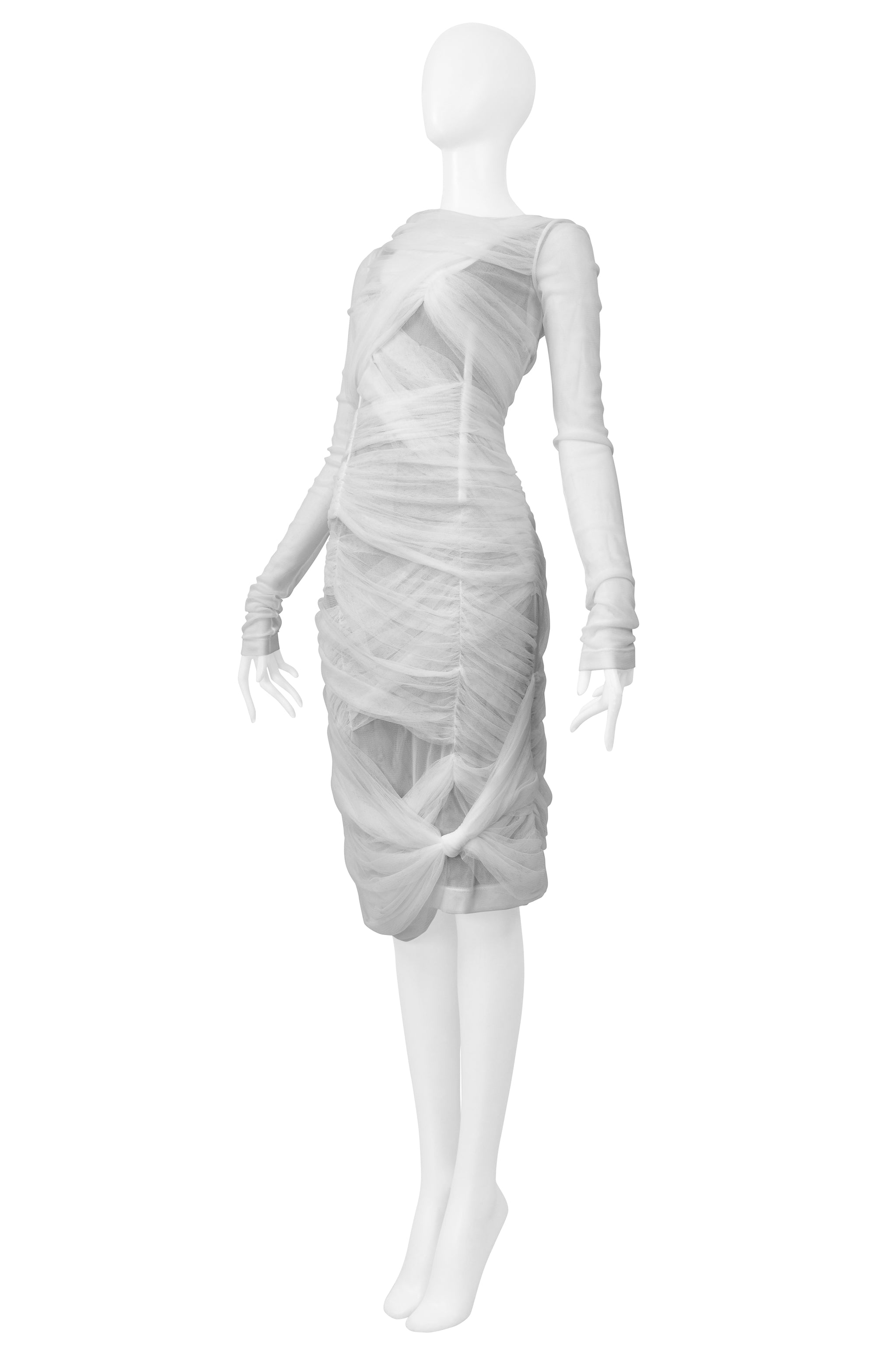 DOLCE & GABBANA WHITE SHEER MESH MUMMY DRESS