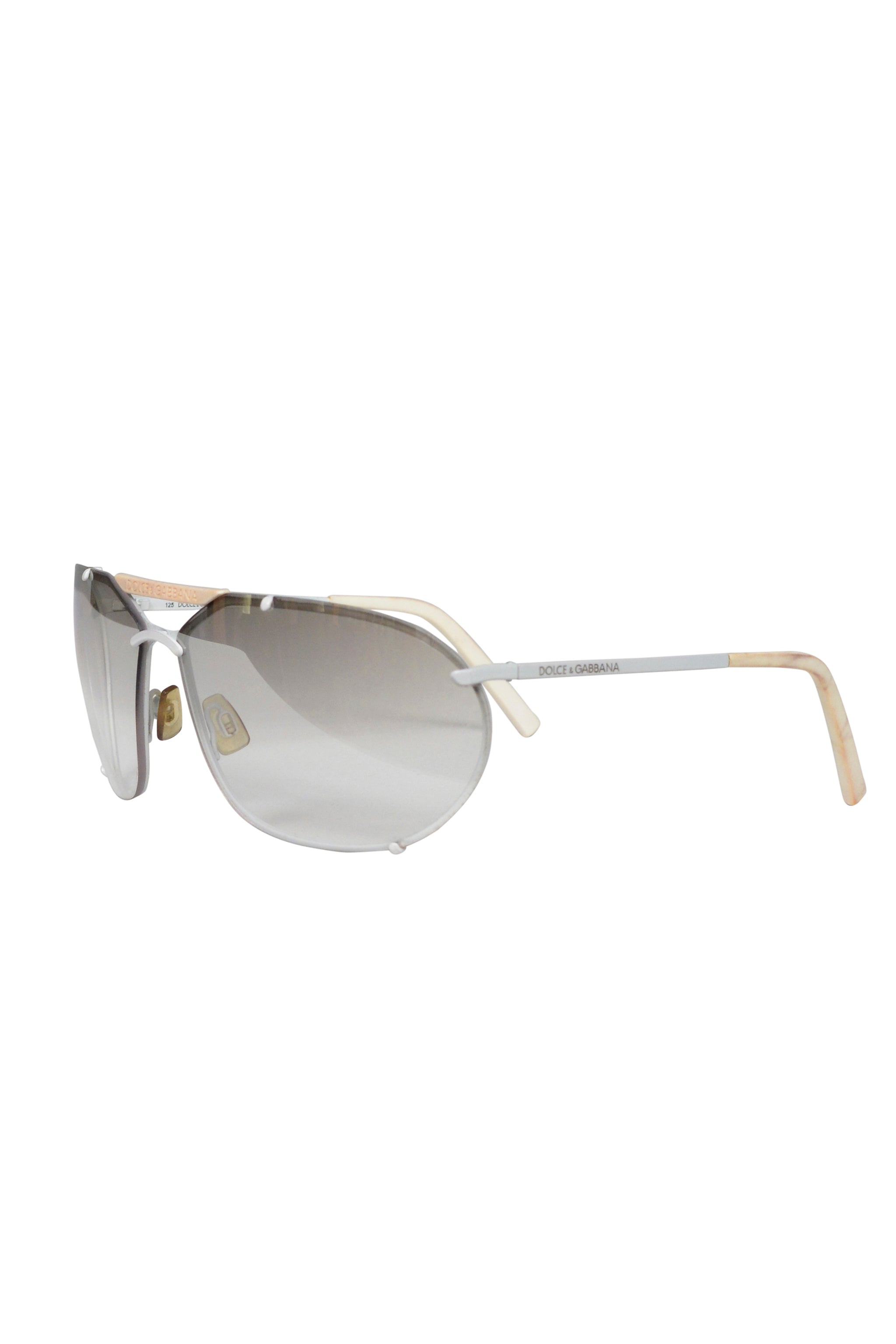 DOLCE & GABBANA WHITE OVERSIZED SUNGLASSES WITH BONE TRIM