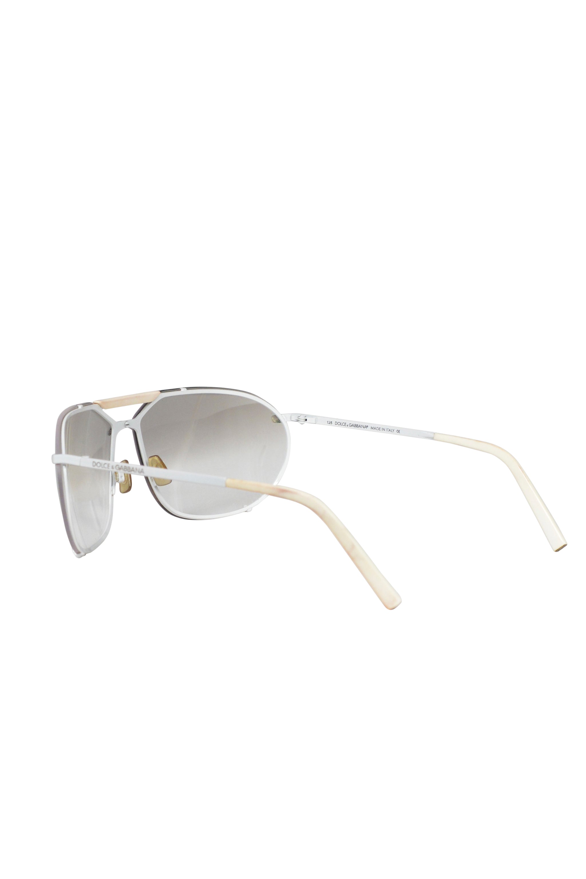 DOLCE & GABBANA WHITE OVERSIZED SUNGLASSES WITH BONE TRIM