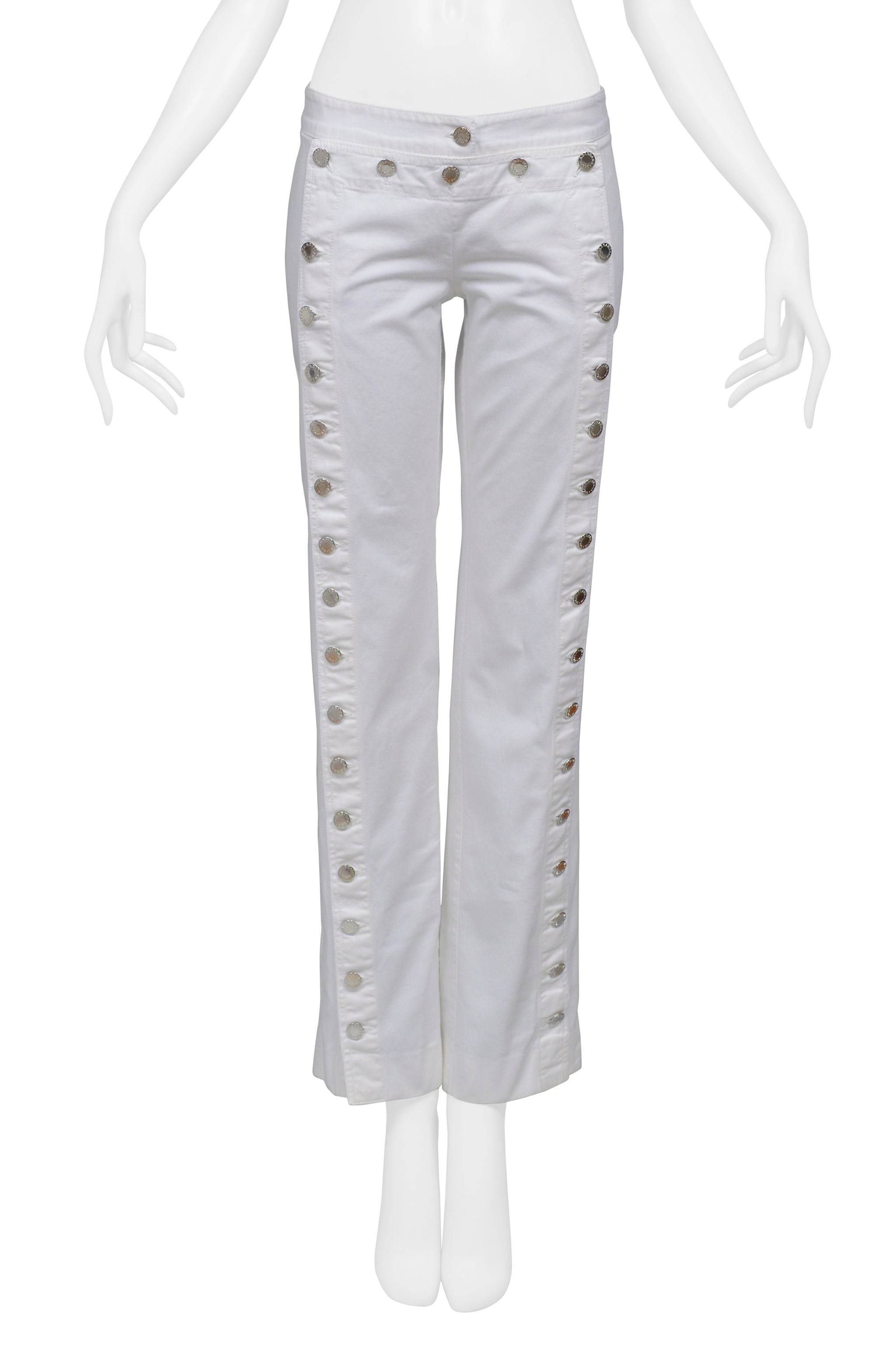DOLCE & GABBANA WHITE JEANS WITH SAILOR BIB AND BUTTONS 2003