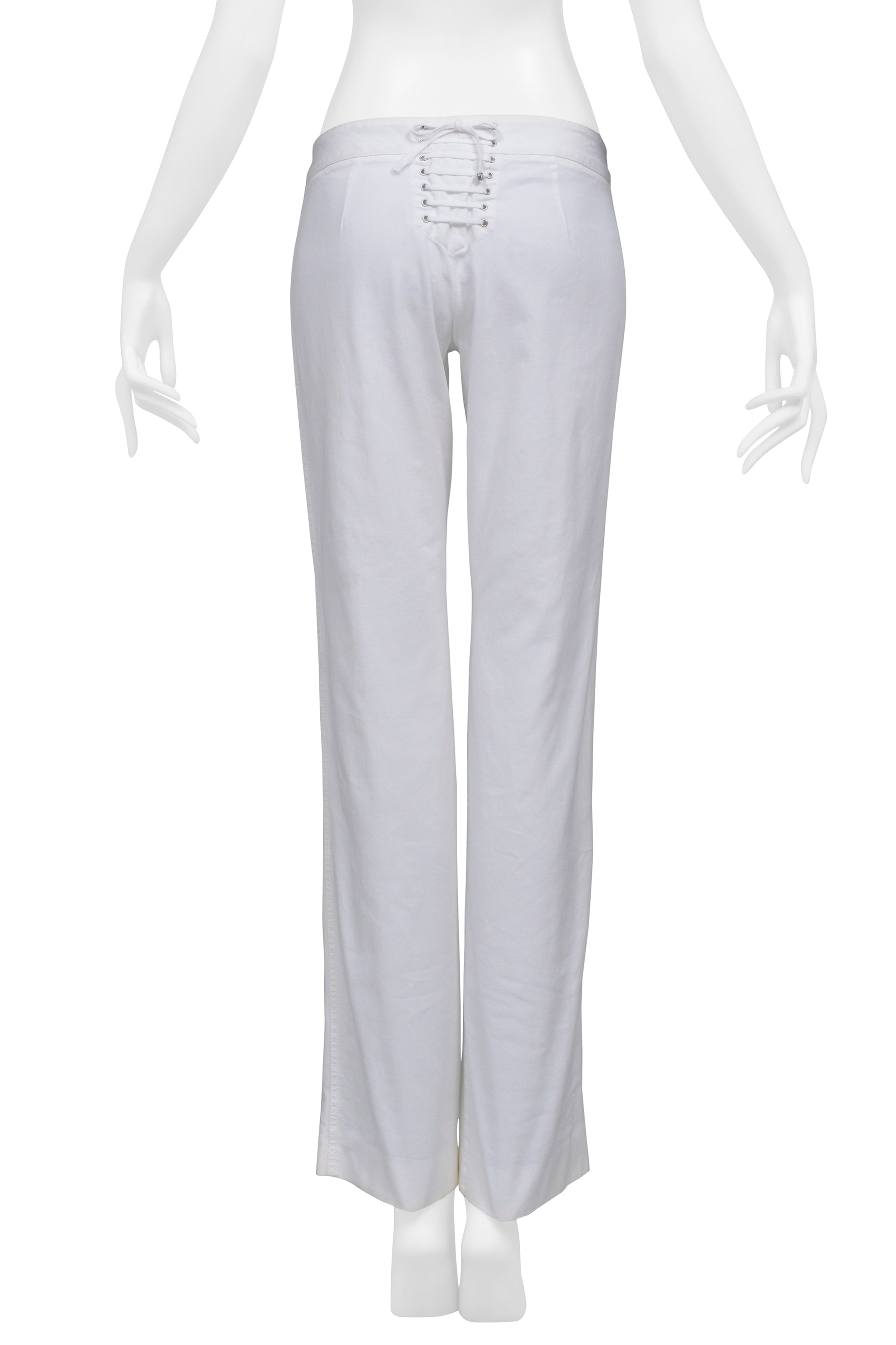 DOLCE & GABBANA WHITE JEANS WITH SAILOR BIB AND BUTTONS 2003