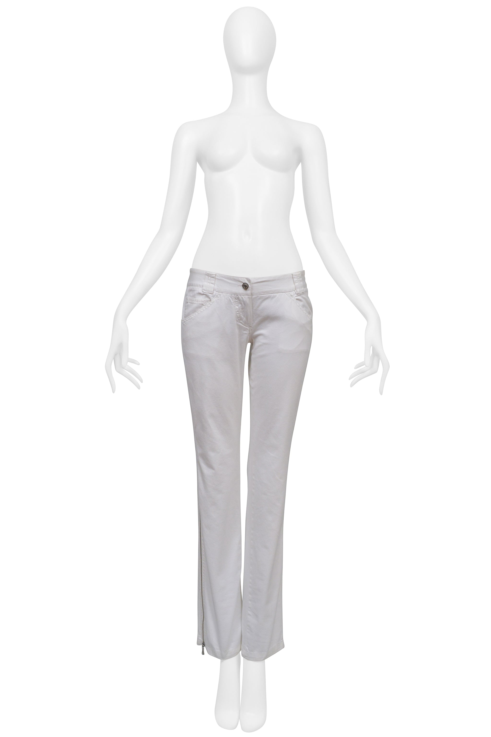 DOLCE & GABBANA WHITE PANTS WITH SIDE ZIPPERS